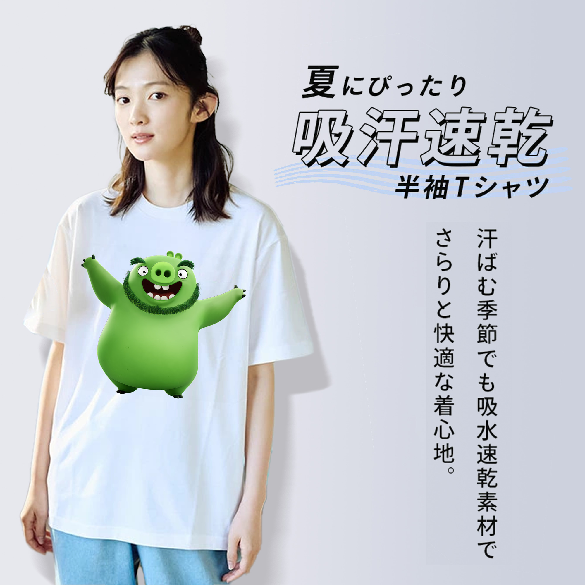Angry Birds アングリーバード レディースカジュアルプリントTシャツ（綿100％）
