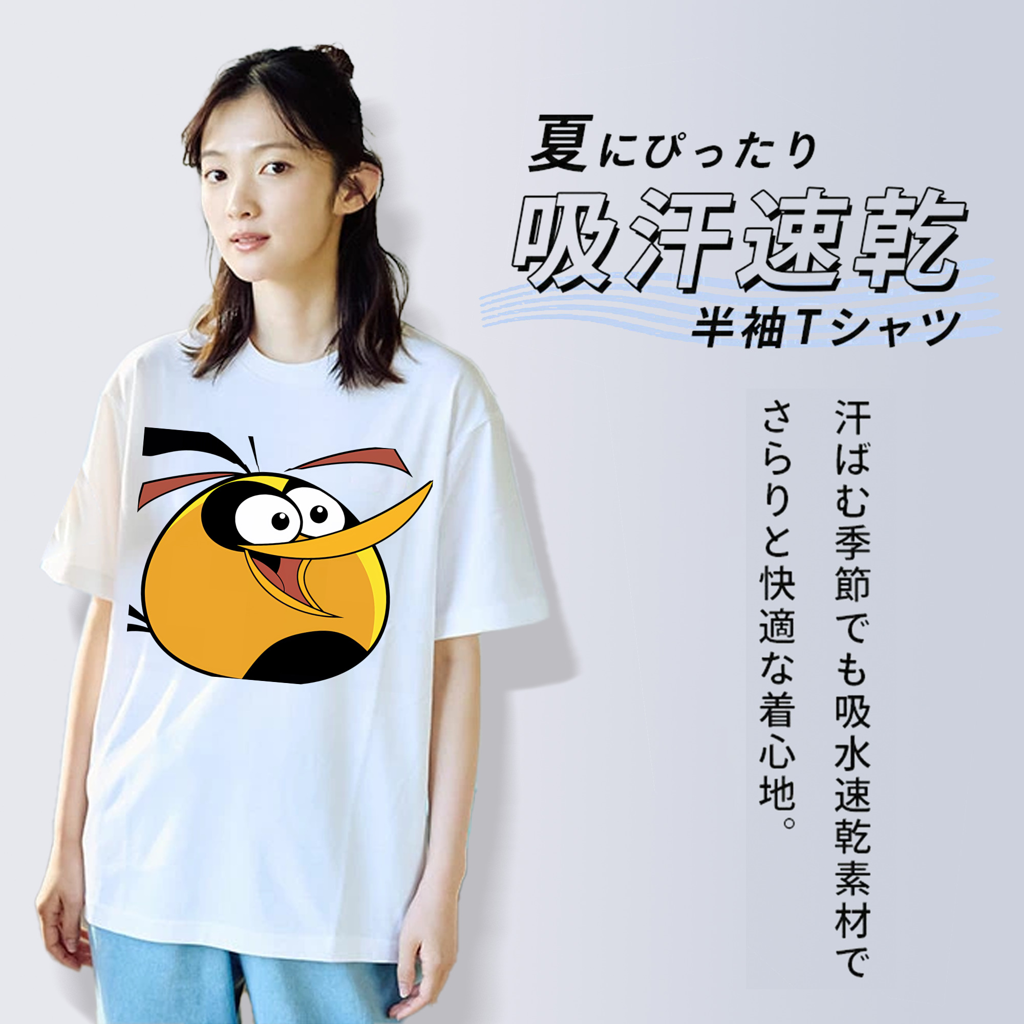 Angry Birds アングリーバード レディースカジュアルプリントTシャツ（綿100％）