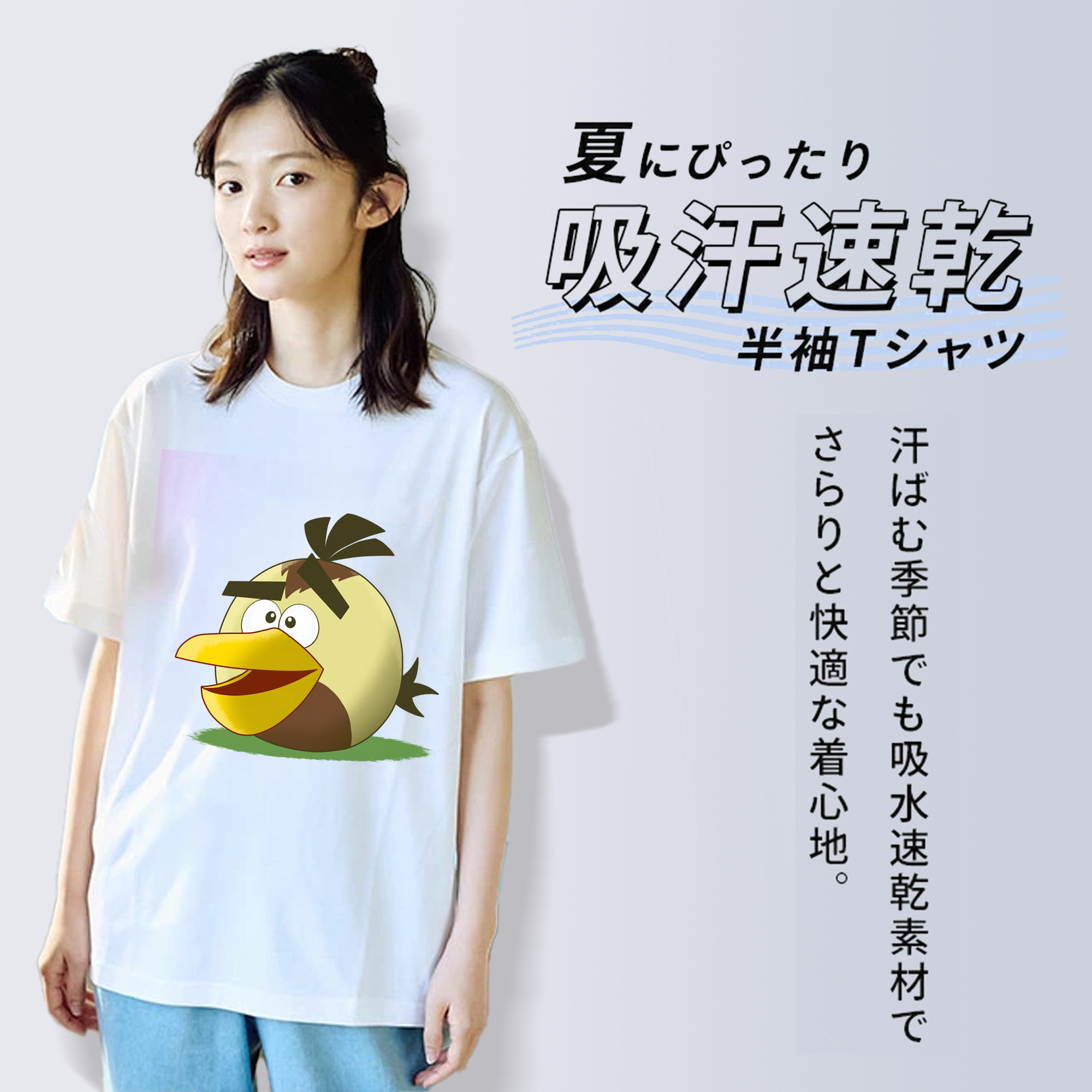 Angry Birds アングリーバード レディースカジュアルプリントTシャツ（綿100％）