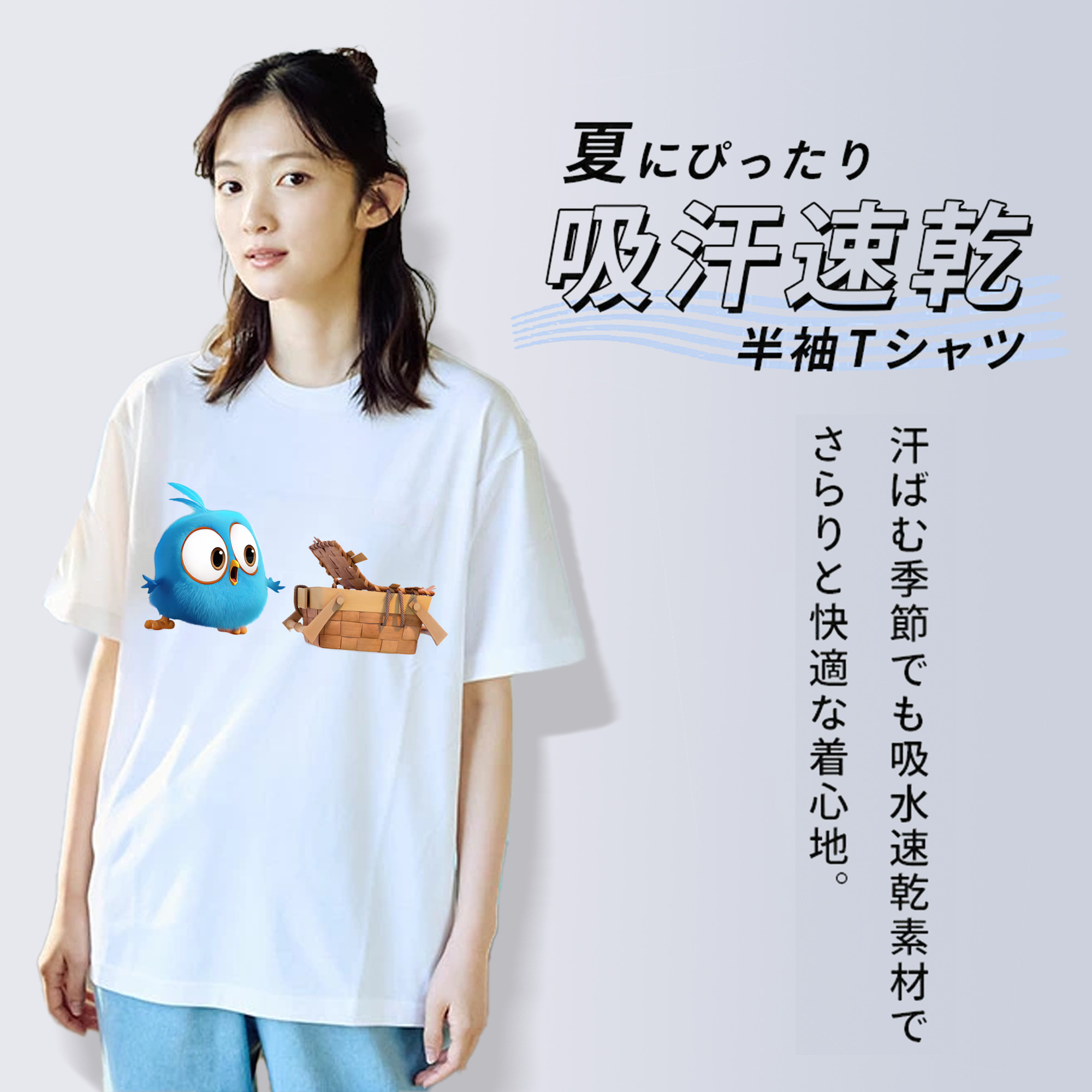Angry Birds アングリーバード レディースカジュアルプリントTシャツ（綿100％）