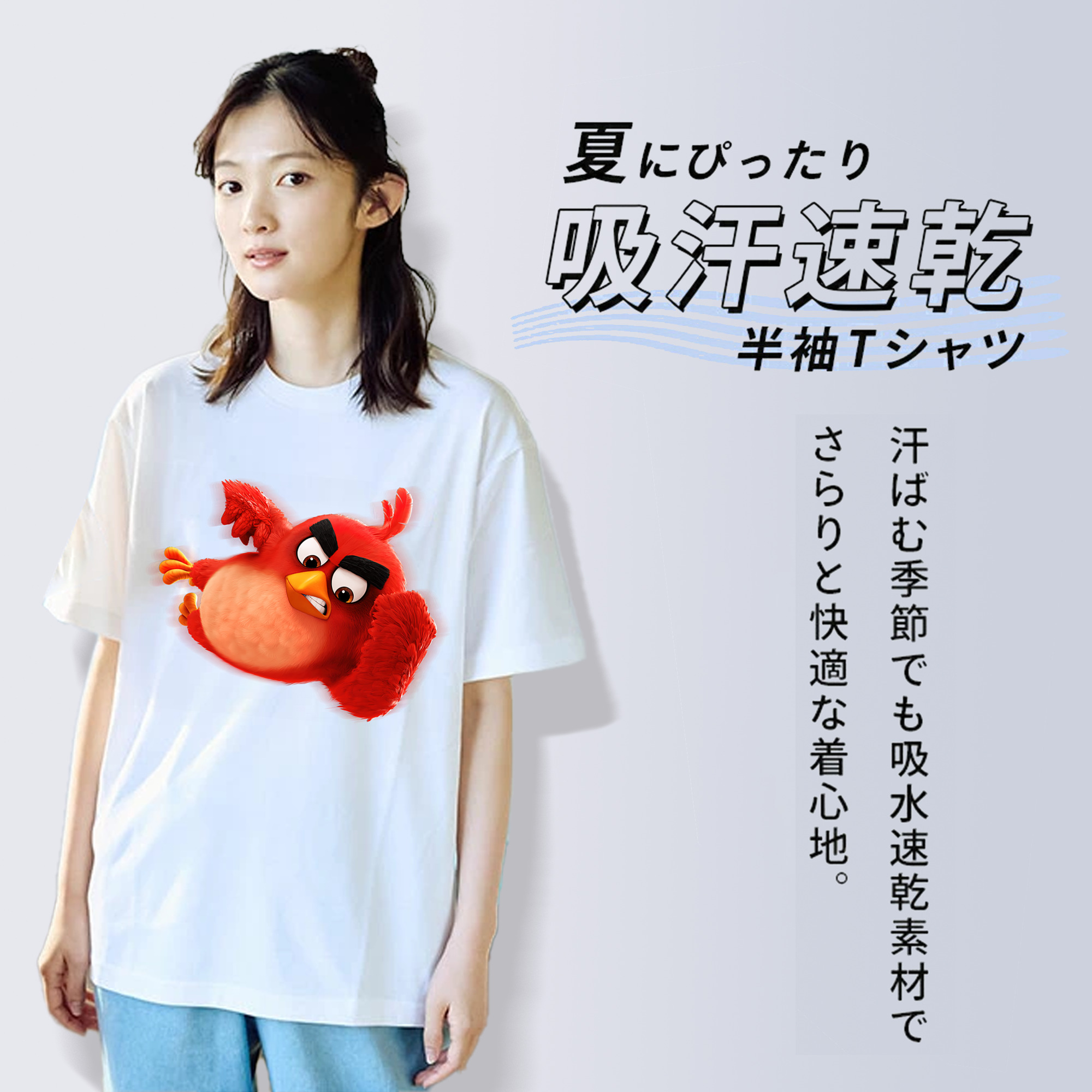 Angry Birds アングリーバード レディースカジュアルプリントTシャツ（綿100％）