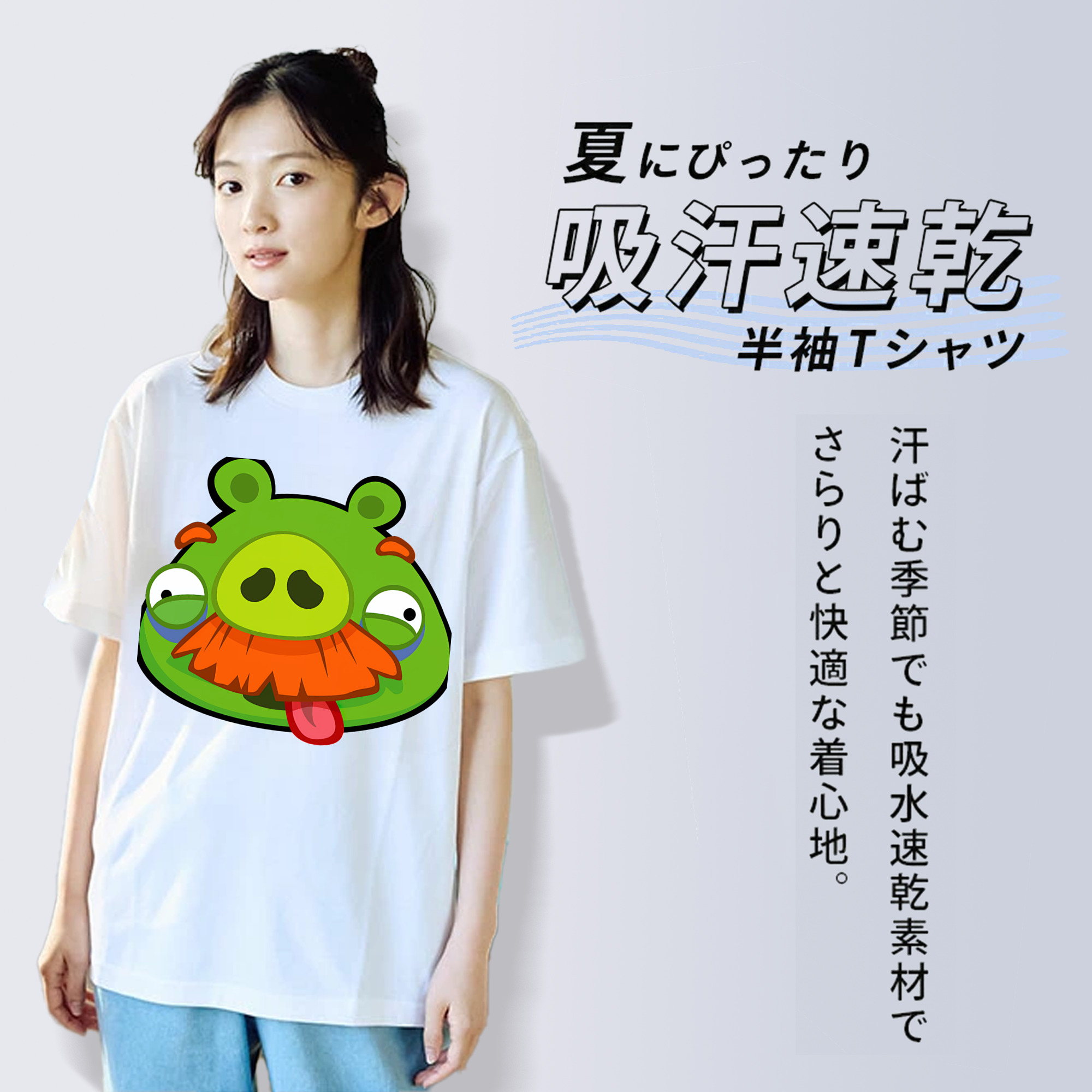 Angry Birds アングリーバード レディースカジュアルプリントTシャツ（綿100％）