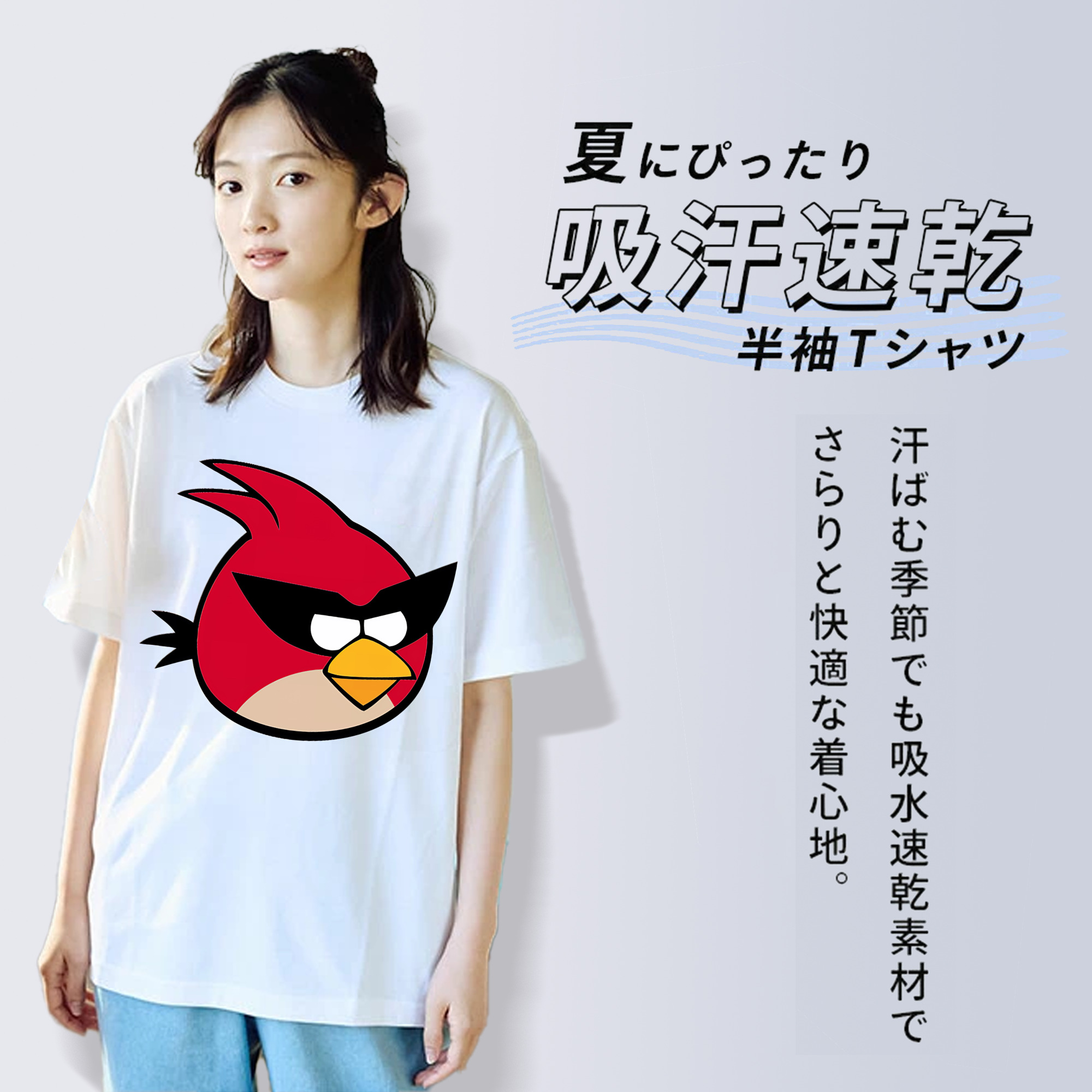 Angry Birds アングリーバード レディースカジュアルプリントTシャツ（綿100％）