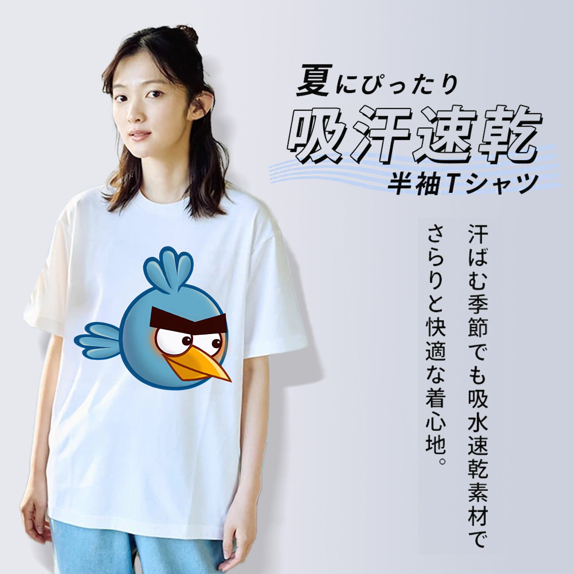 Angry Birds アングリーバード レディースカジュアルプリントTシャツ（綿100％）