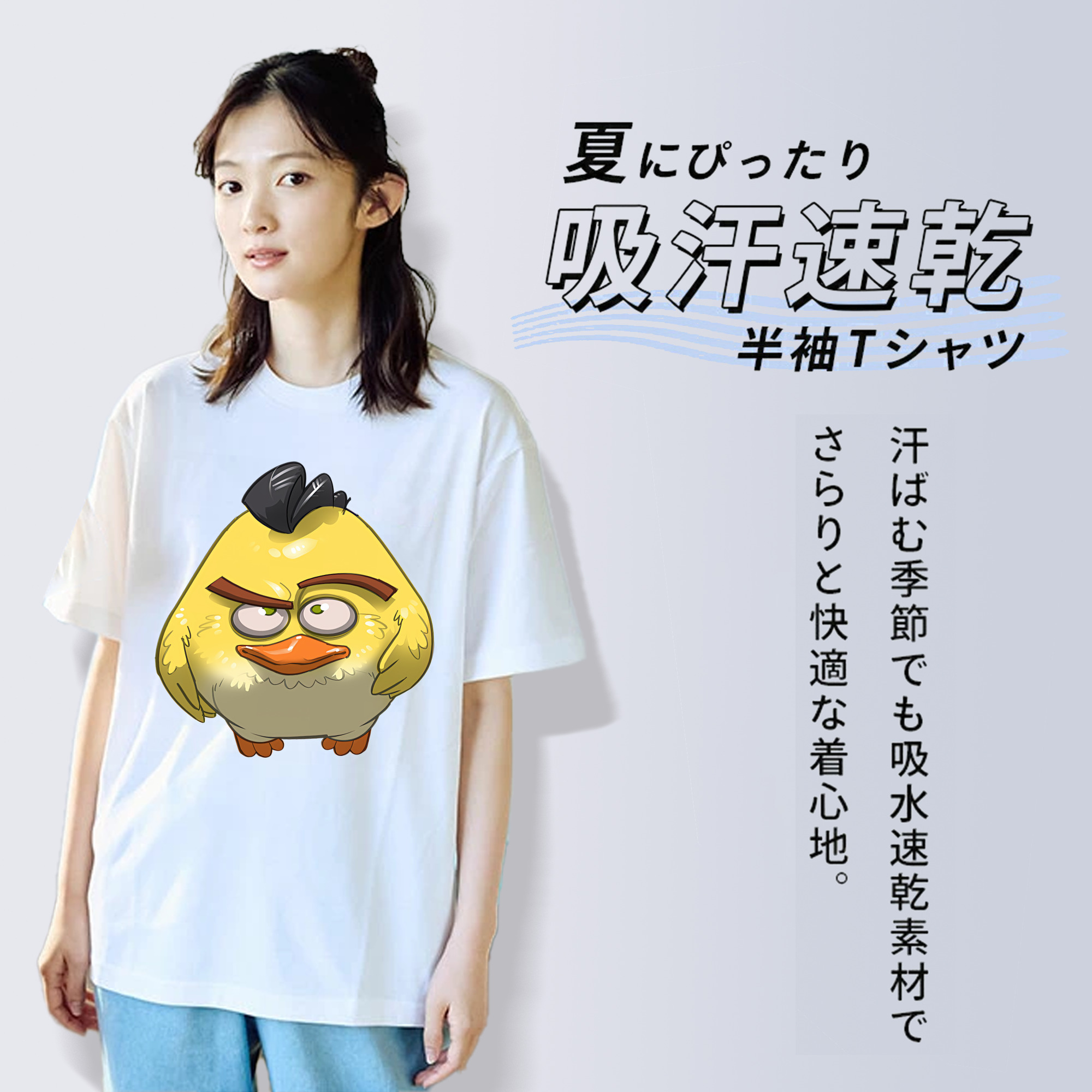 Angry Birds アングリーバード レディースカジュアルプリントTシャツ（綿100％）