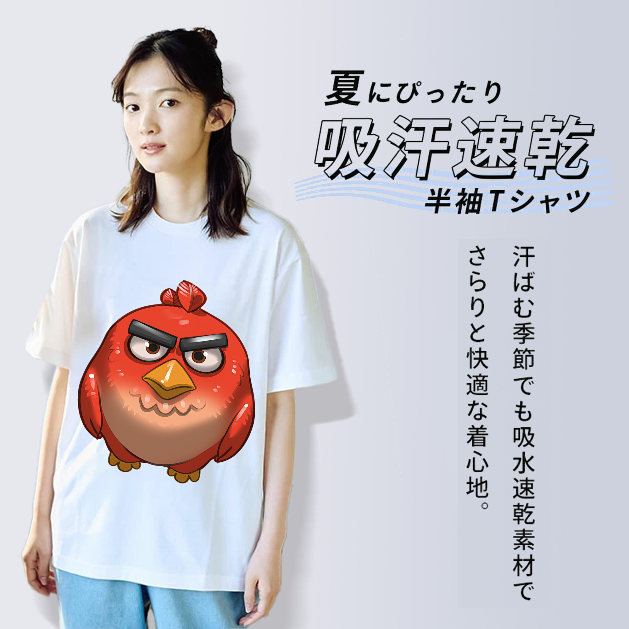 Angry Birds アングリーバード レディースカジュアルプリントTシャツ（綿100％）