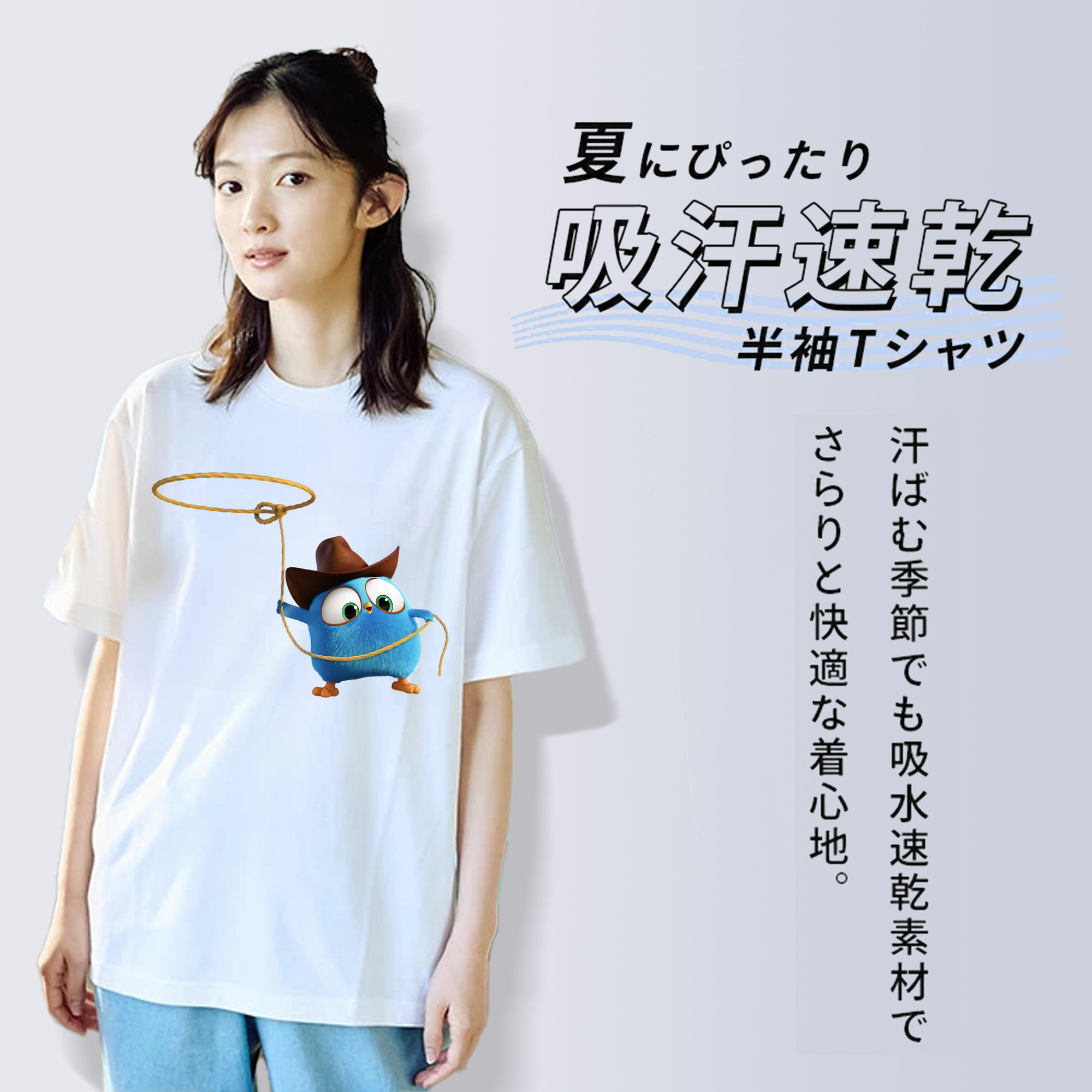 Angry Birds アングリーバード レディースカジュアルプリントTシャツ（綿100％）