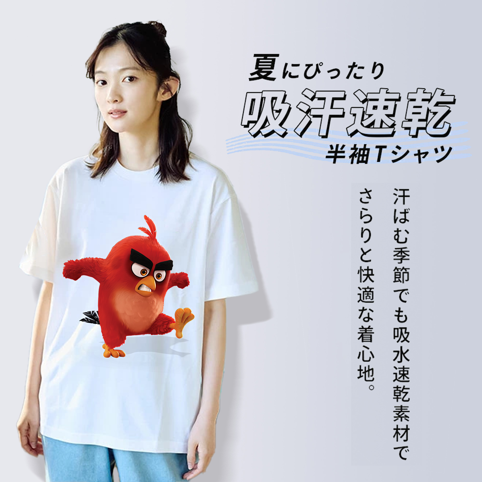 Angry Birds アングリーバード レディースカジュアルプリントTシャツ（綿100％）