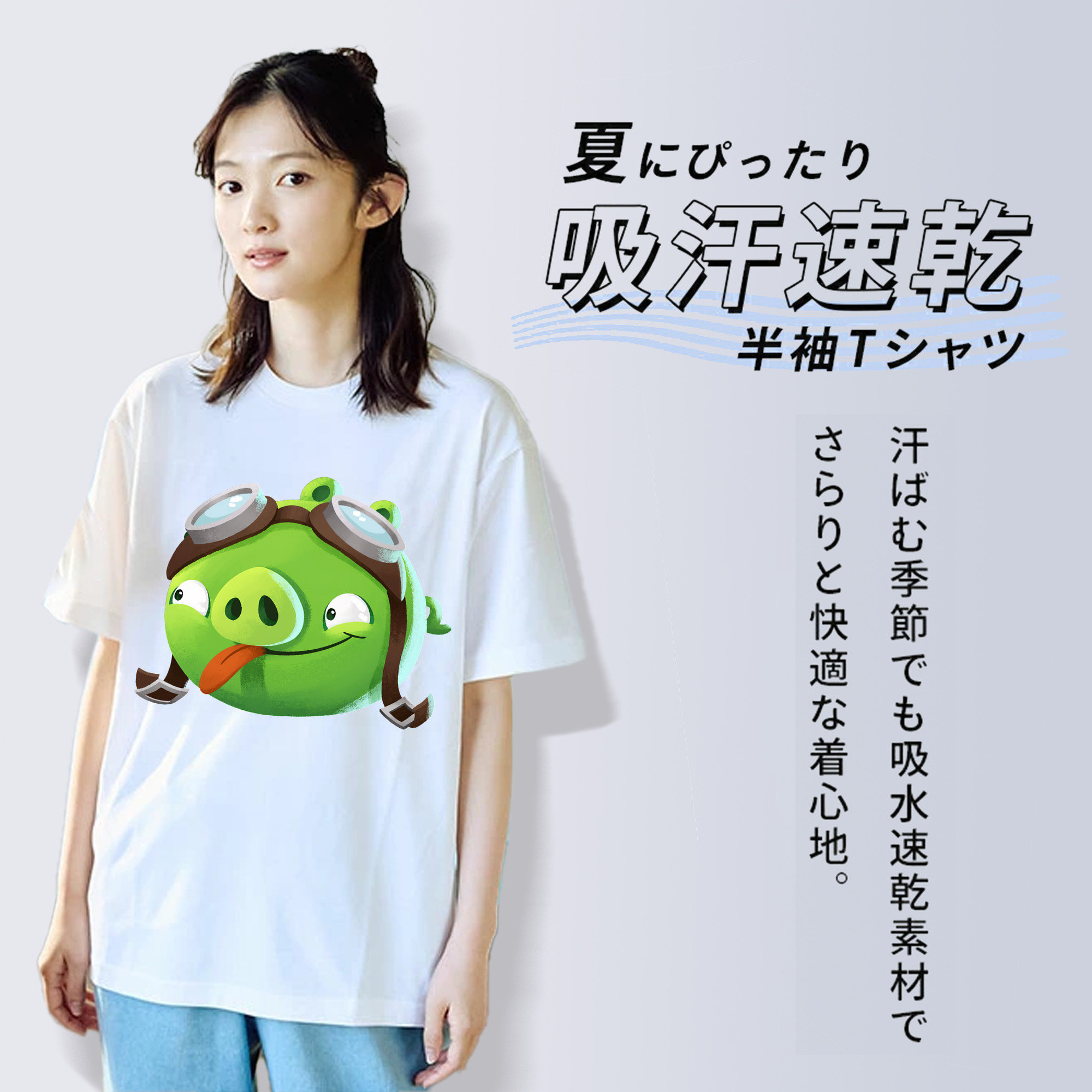 Angry Birds アングリーバード レディースカジュアルプリントTシャツ（綿100％）