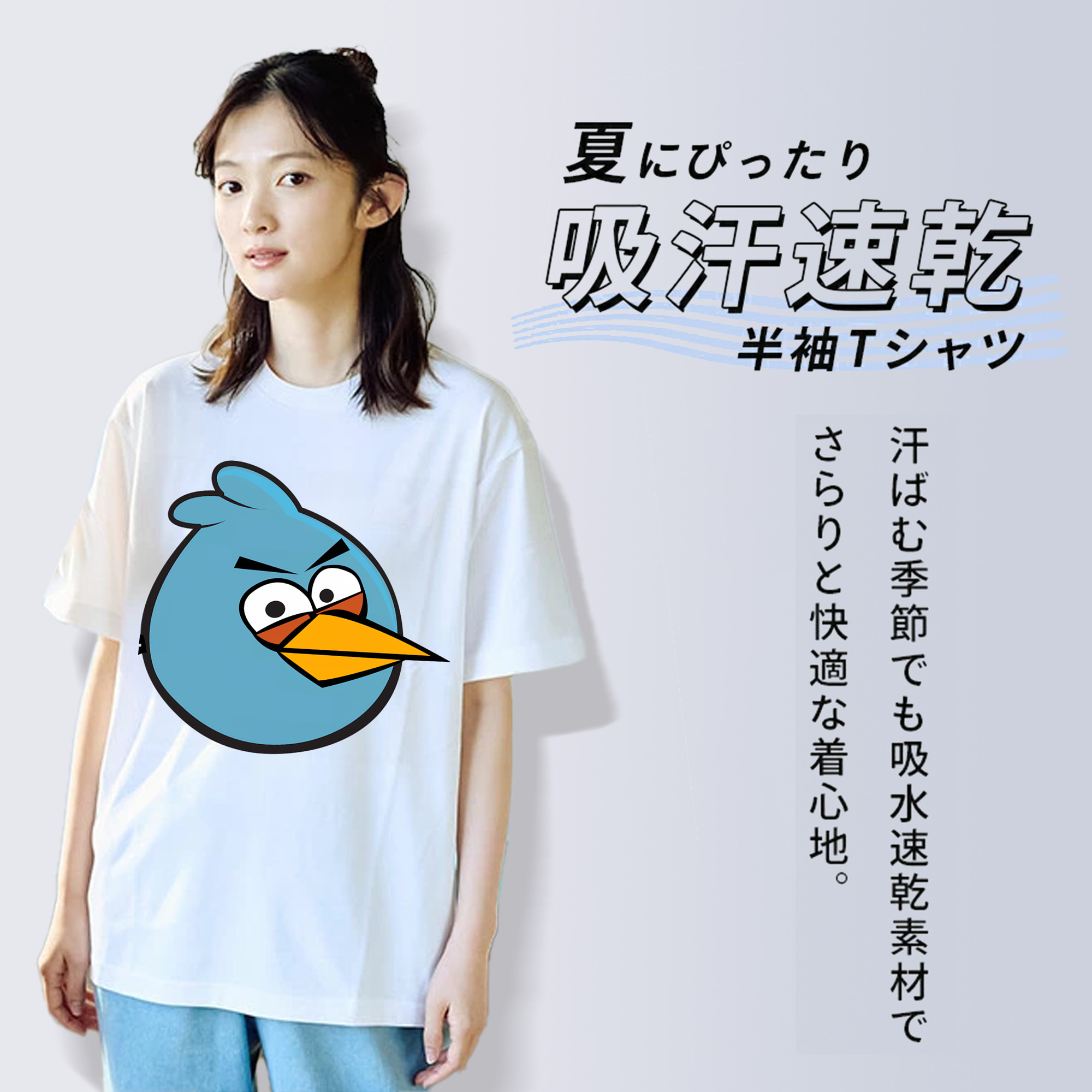 Angry Birds アングリーバード レディースカジュアルプリントTシャツ（綿100％）