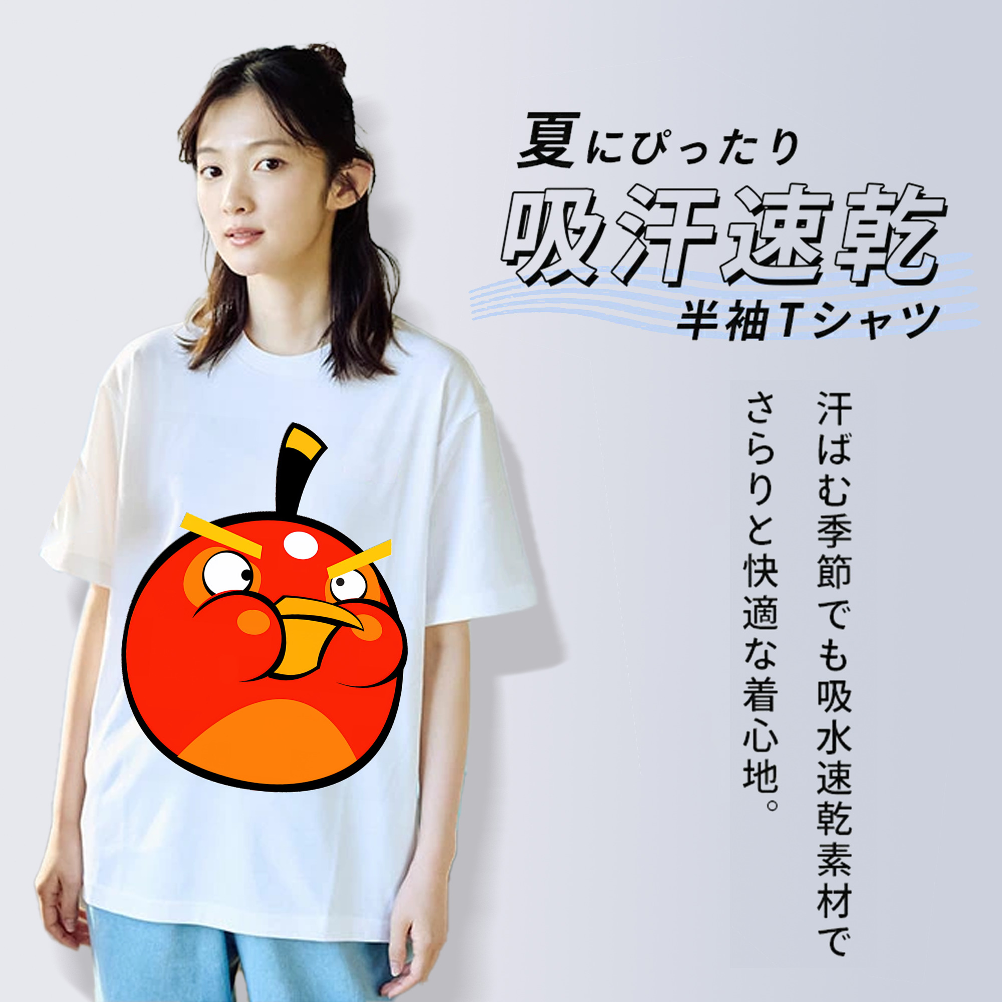 Angry Birds アングリーバード レディースカジュアルプリントTシャツ（綿100％）