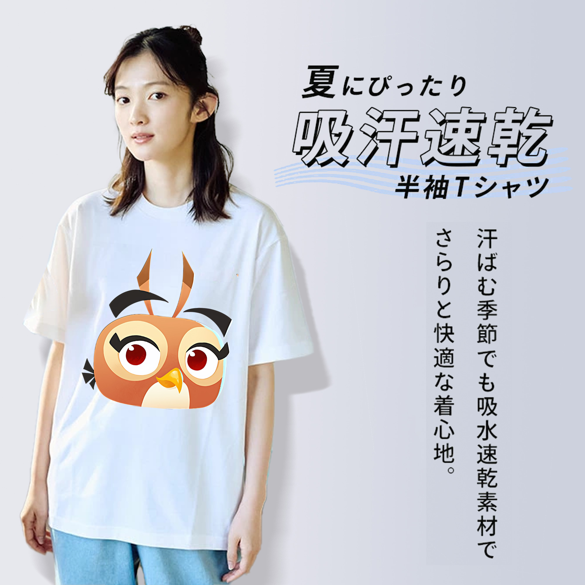 Angry Birds アングリーバード レディースカジュアルプリントTシャツ（綿100％）