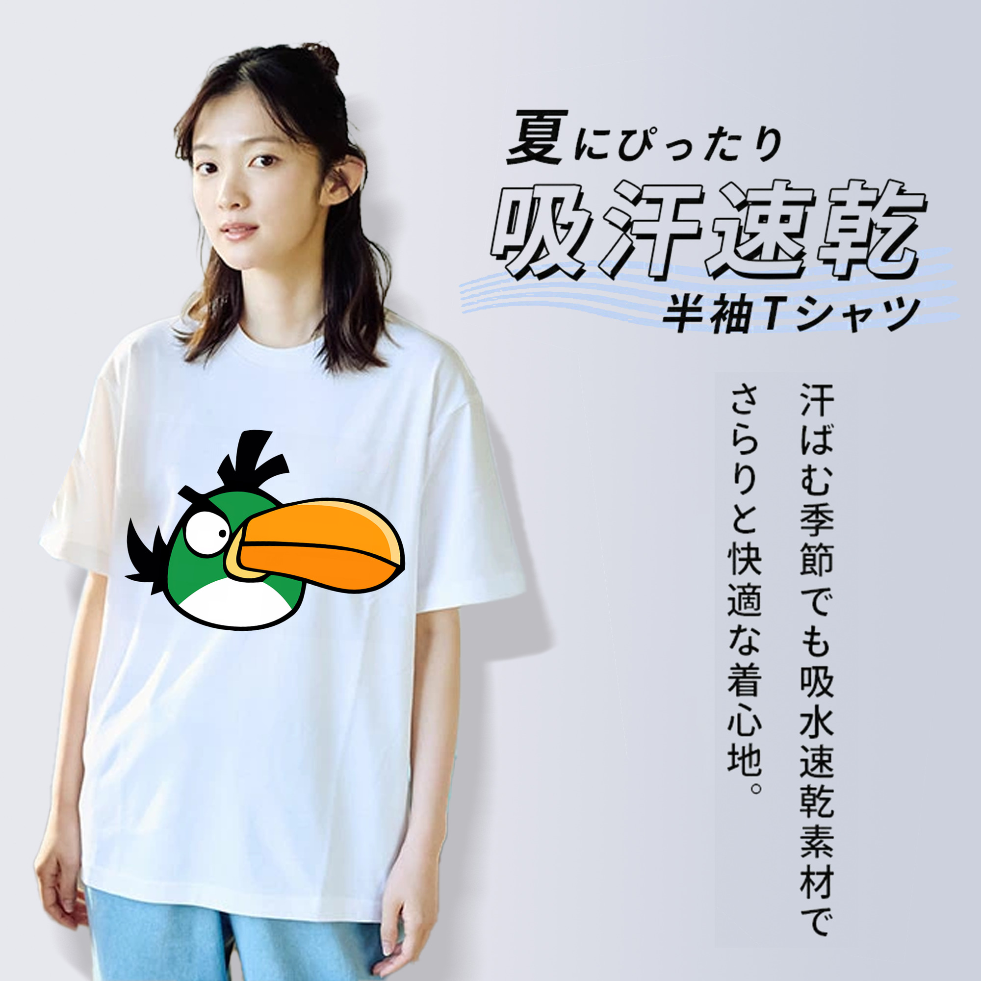 Angry Birds アングリーバード レディースカジュアルプリントTシャツ（綿100％）