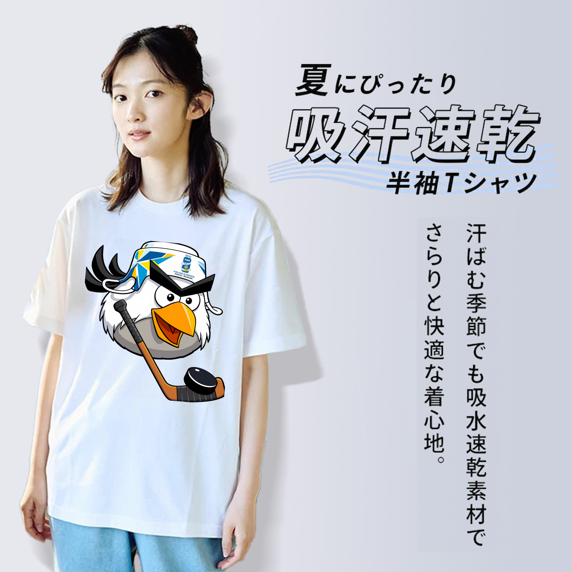 Angry Birds アングリーバード レディースカジュアルプリントTシャツ（綿100％）