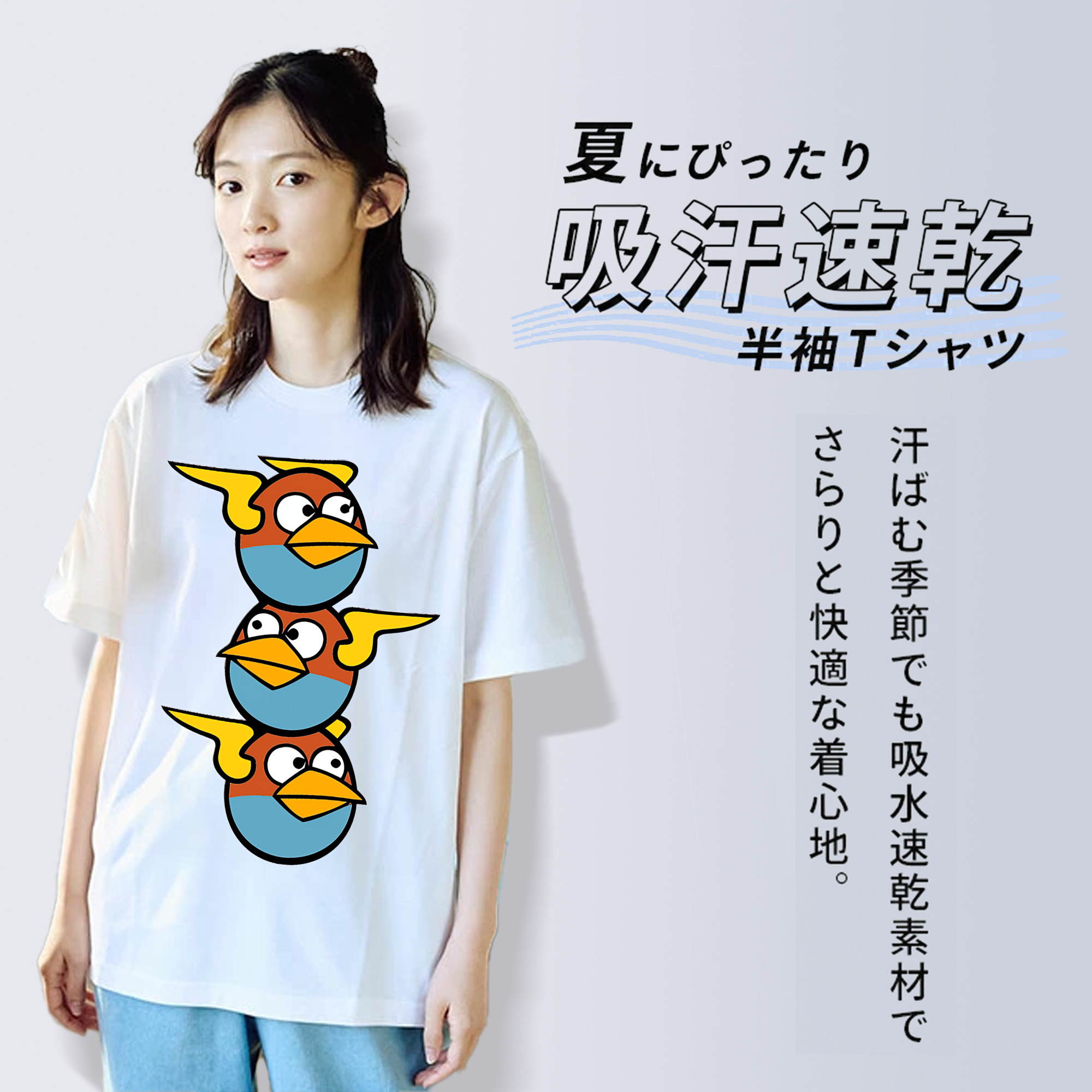 Angry Birds アングリーバード レディースカジュアルプリントTシャツ（綿100％）