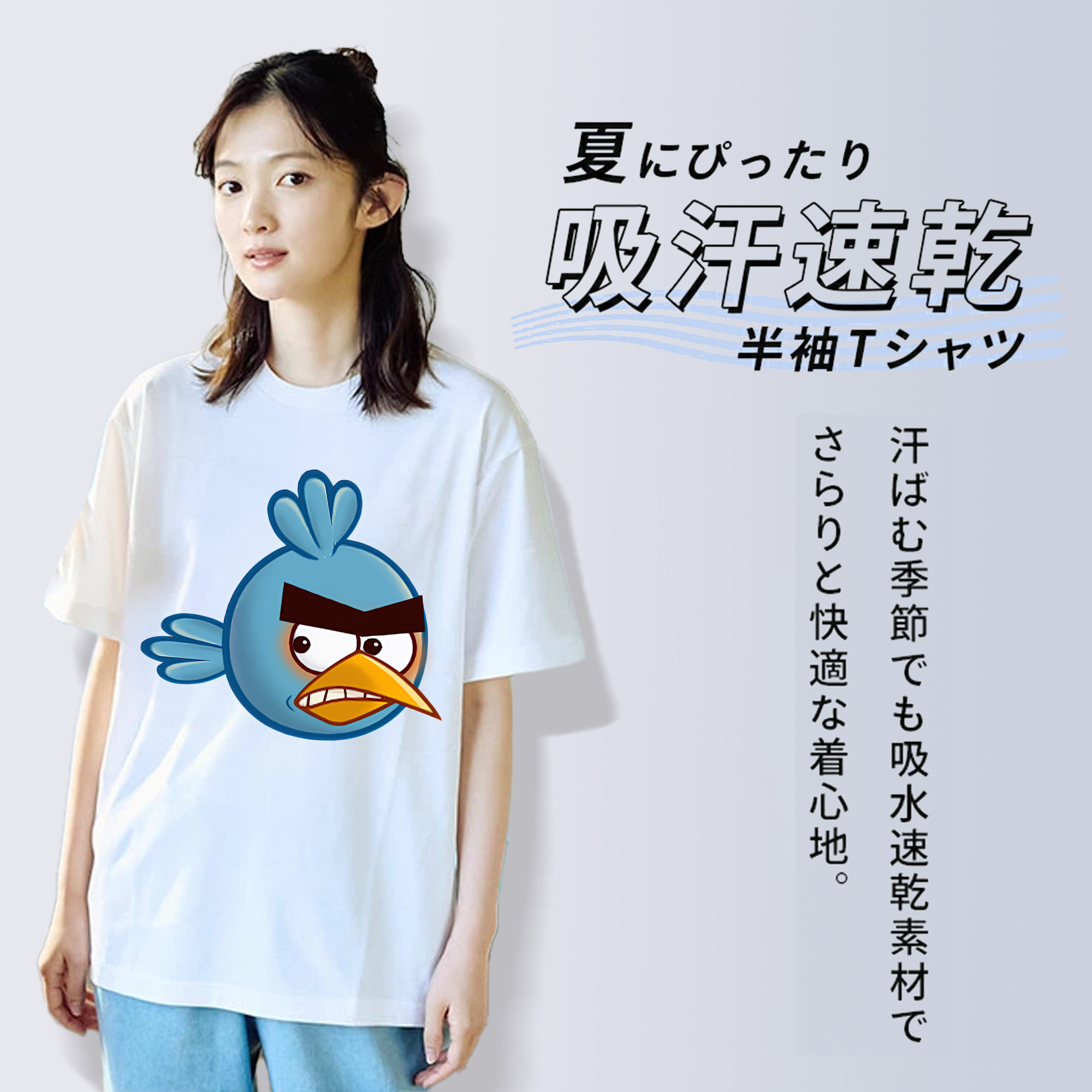 Angry Birds アングリーバード レディースカジュアルプリントTシャツ（綿100％）