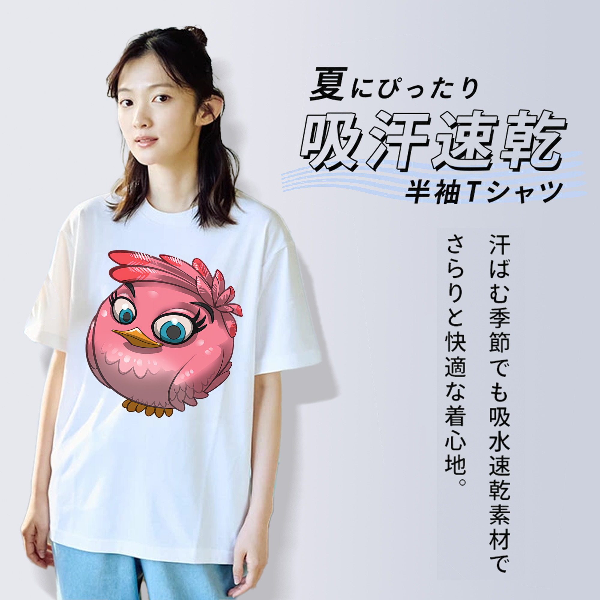 Angry Birds アングリーバード レディースカジュアルプリントTシャツ（綿100％）