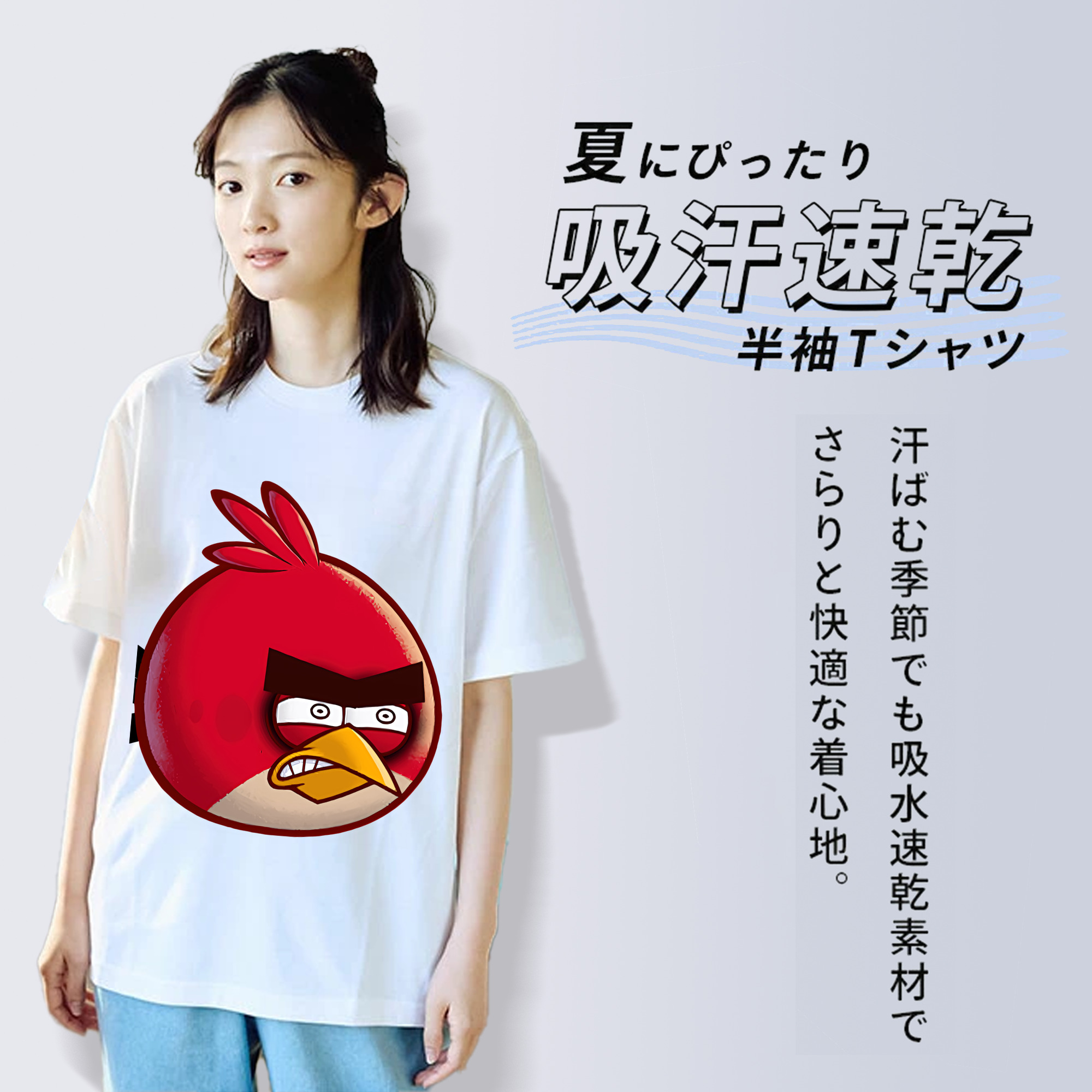 Angry Birds アングリーバード レディースカジュアルプリントTシャツ（綿100％）