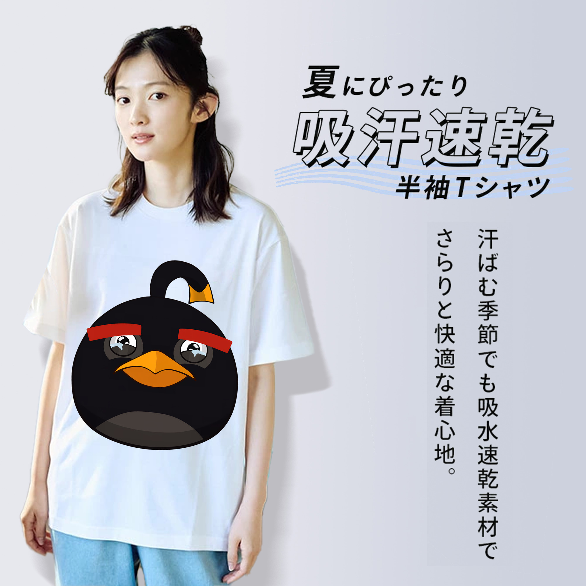 Angry Birds アングリーバード レディースカジュアルプリントTシャツ（綿100％）