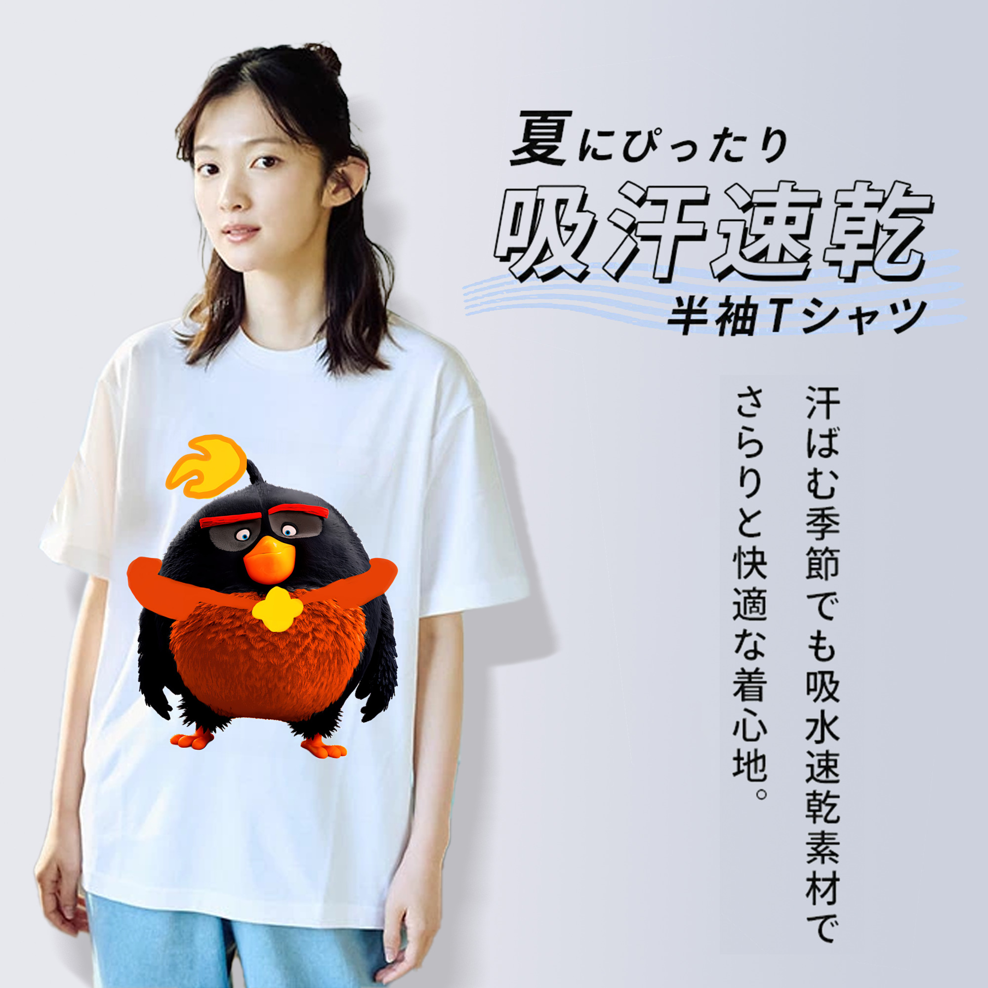 Angry Birds アングリーバード レディースカジュアルプリントTシャツ（綿100％）