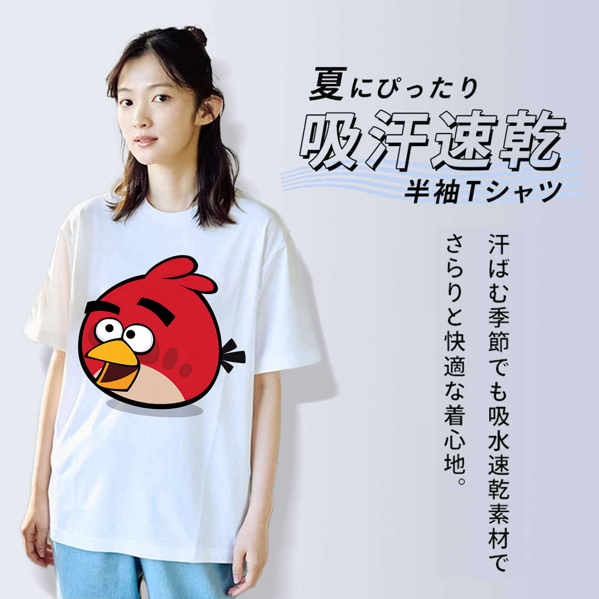 Angry Birds アングリーバード レディースカジュアルプリントTシャツ（綿100％）