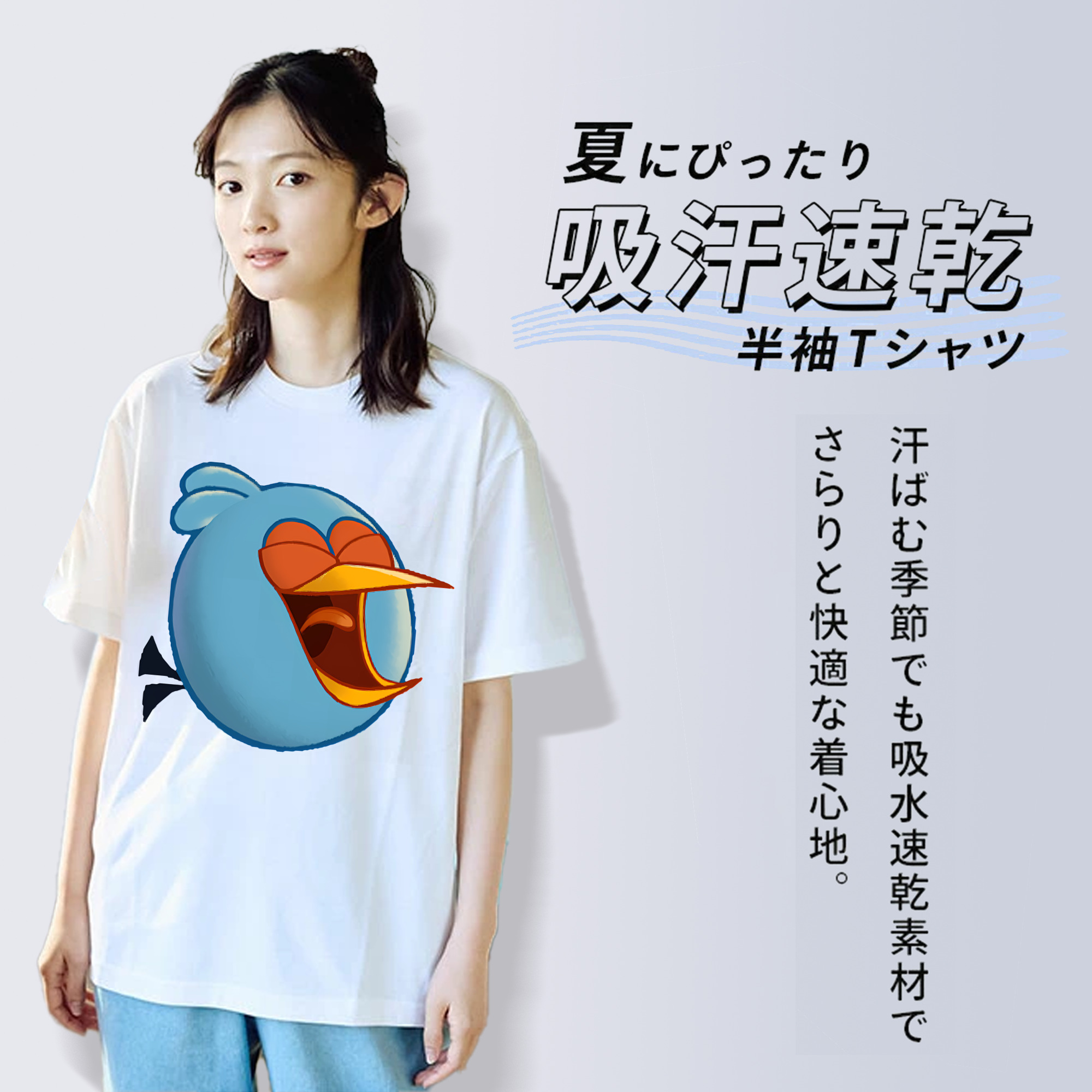 Angry Birds アングリーバード レディースカジュアルプリントTシャツ（綿100％）