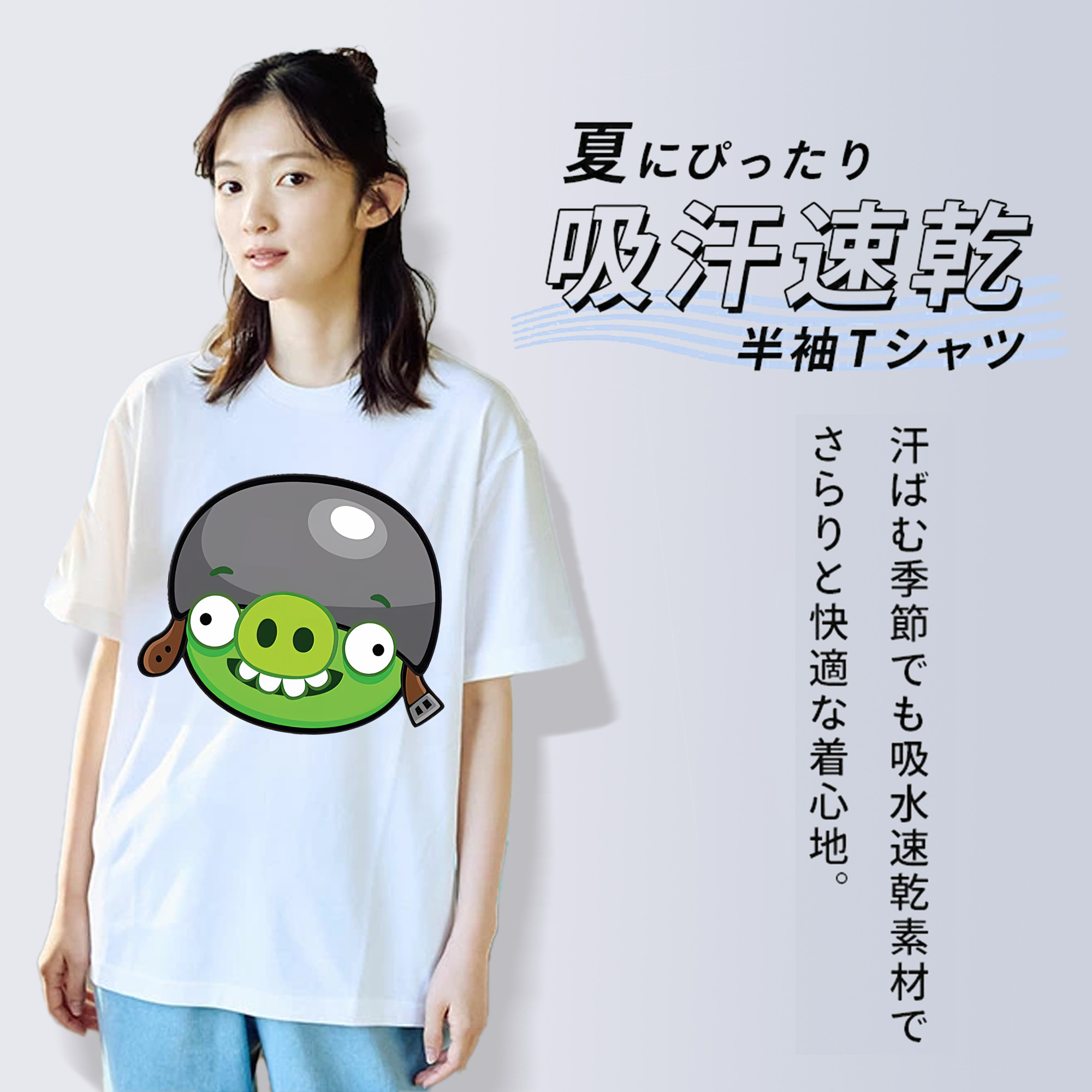 Angry Birds アングリーバード レディースカジュアルプリントTシャツ（綿100％）