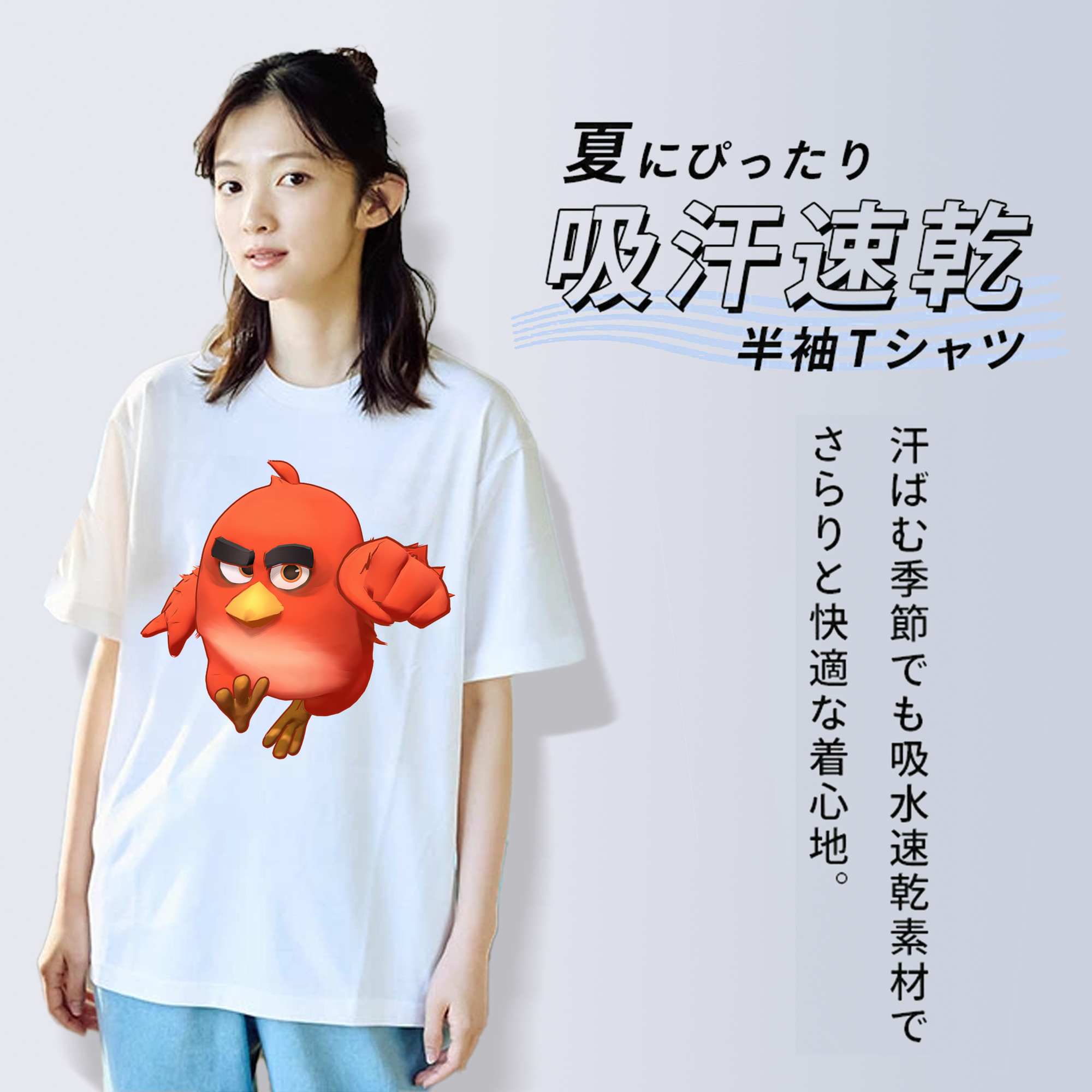Angry Birds アングリーバード レディースカジュアルプリントTシャツ（綿100％）