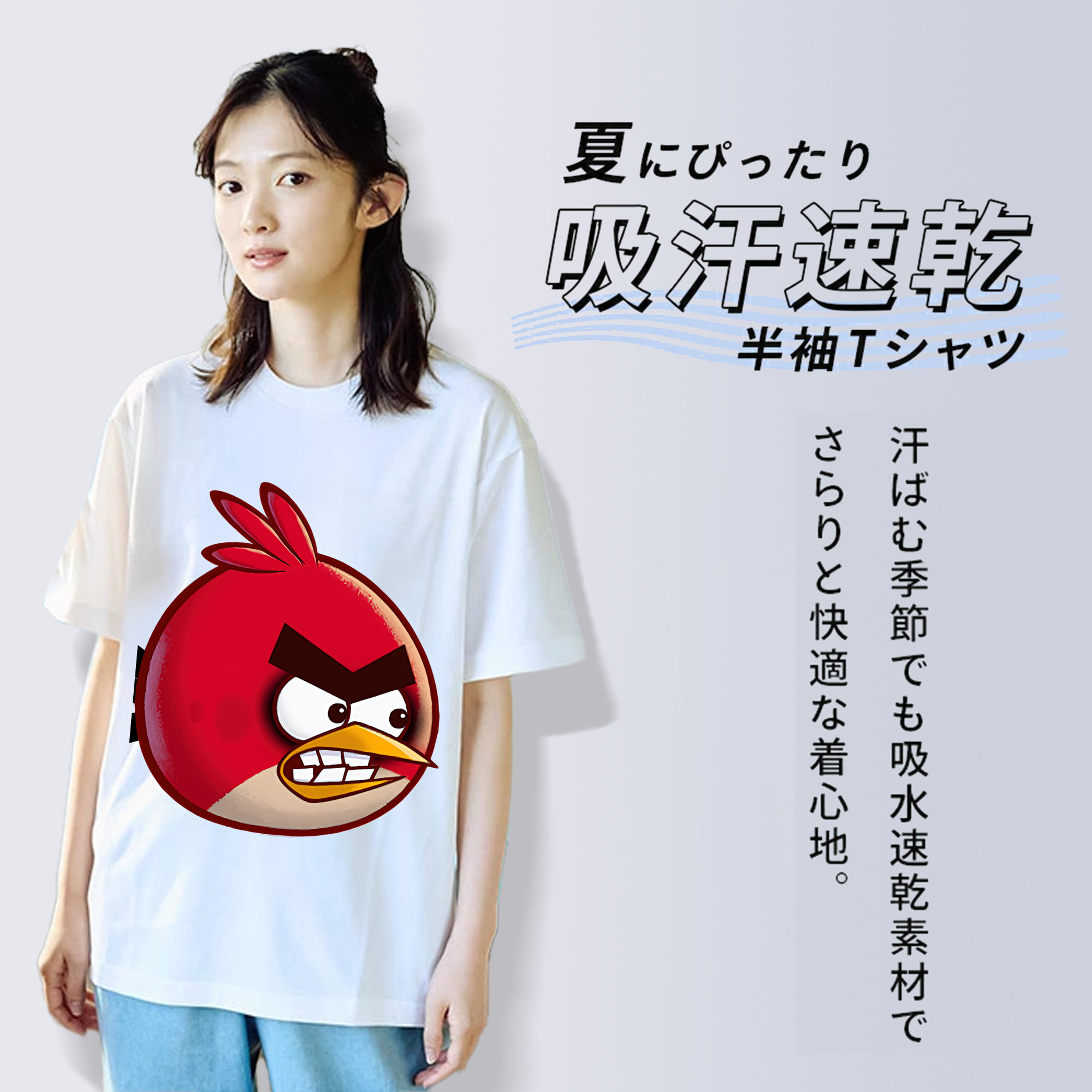 Angry Birds アングリーバード レディースカジュアルプリントTシャツ（綿100％）