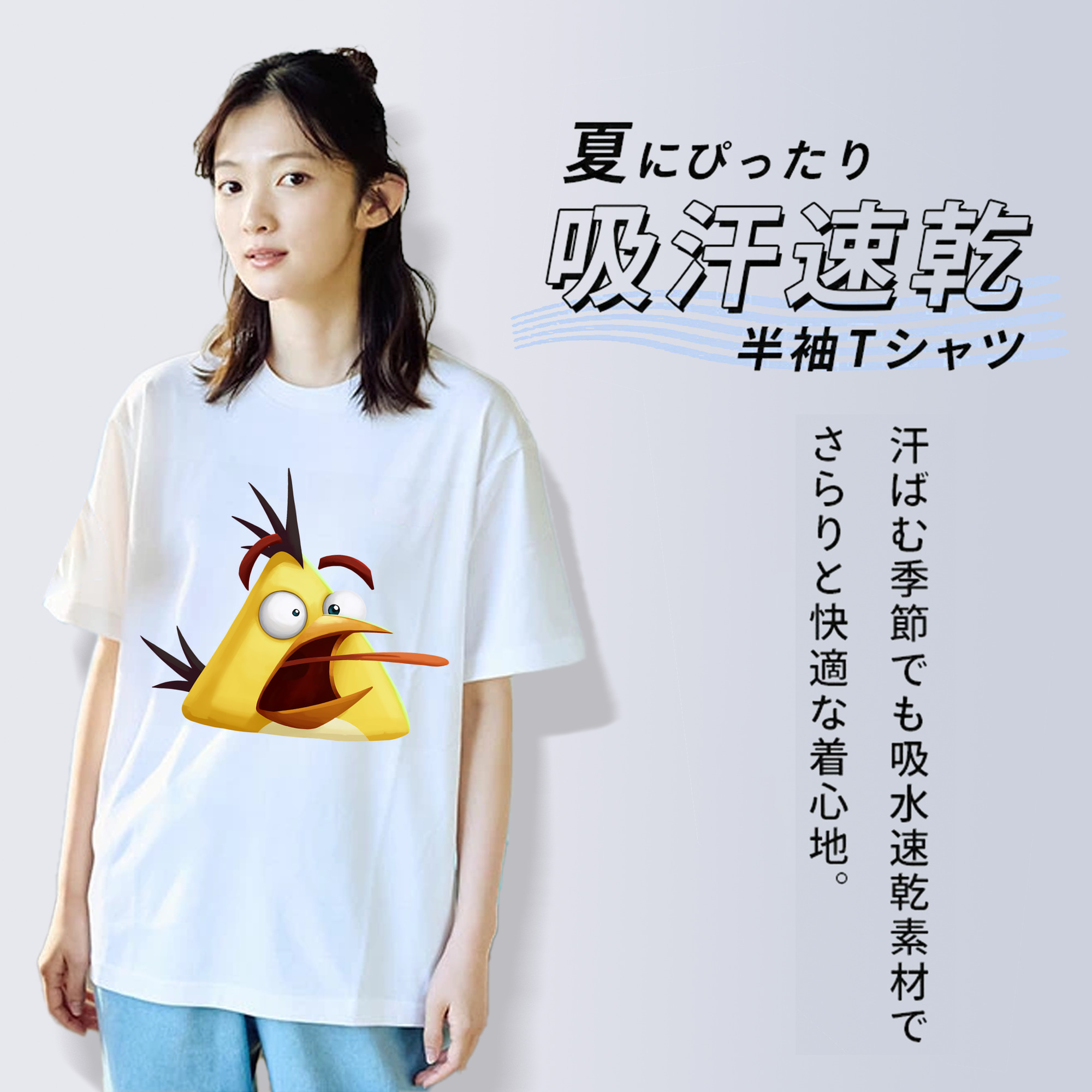 Angry Birds アングリーバード レディースカジュアルプリントTシャツ（綿100％）