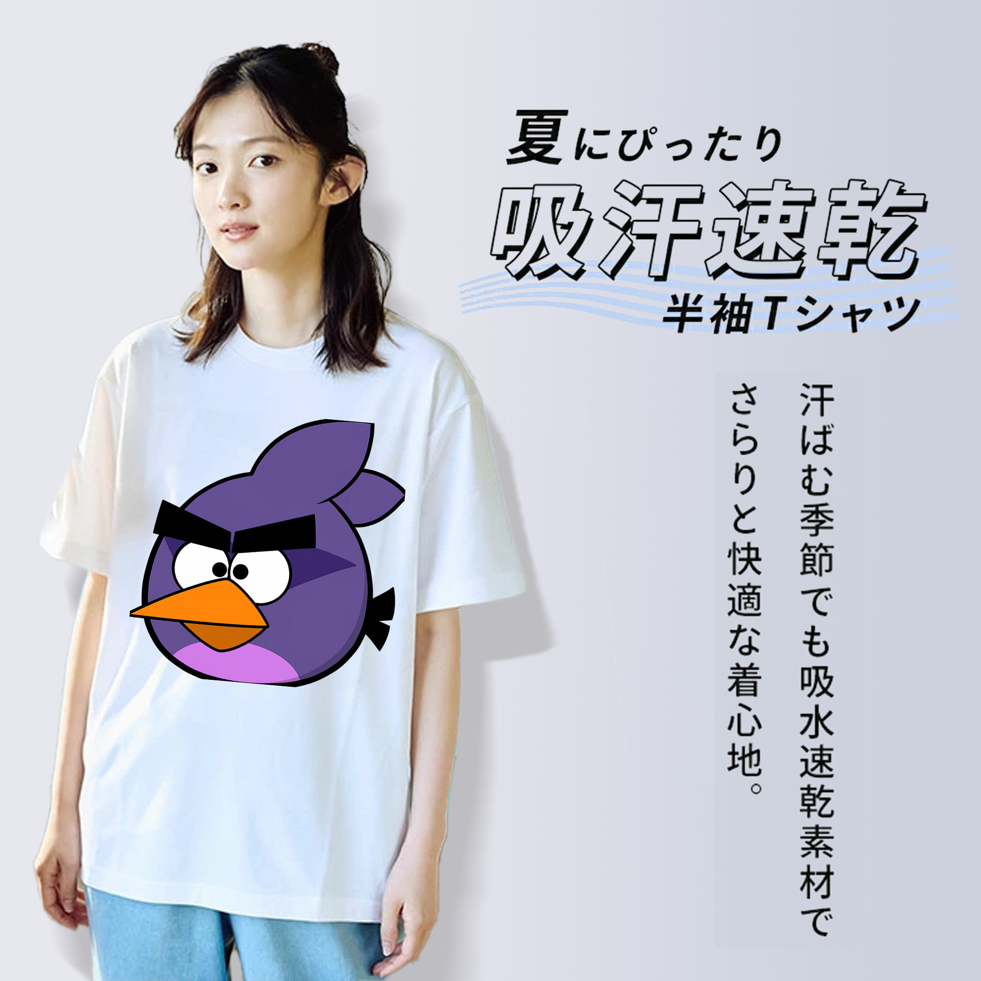 Angry Birds アングリーバード レディースカジュアルプリントTシャツ（綿100％）