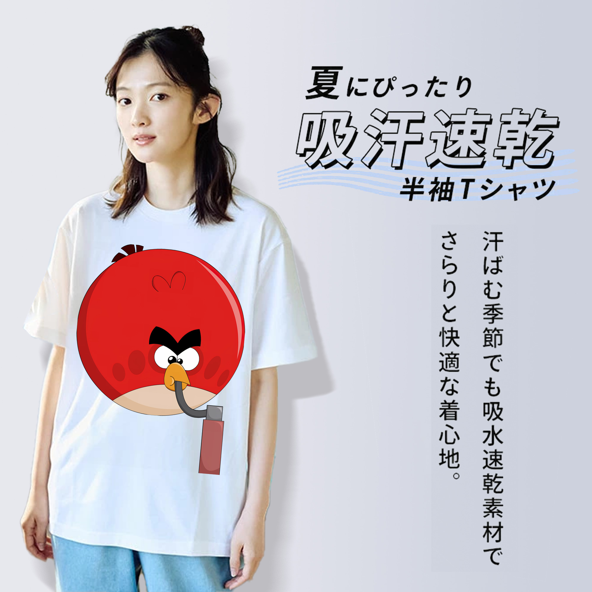 Angry Birds アングリーバード レディースカジュアルプリントTシャツ（綿100％）