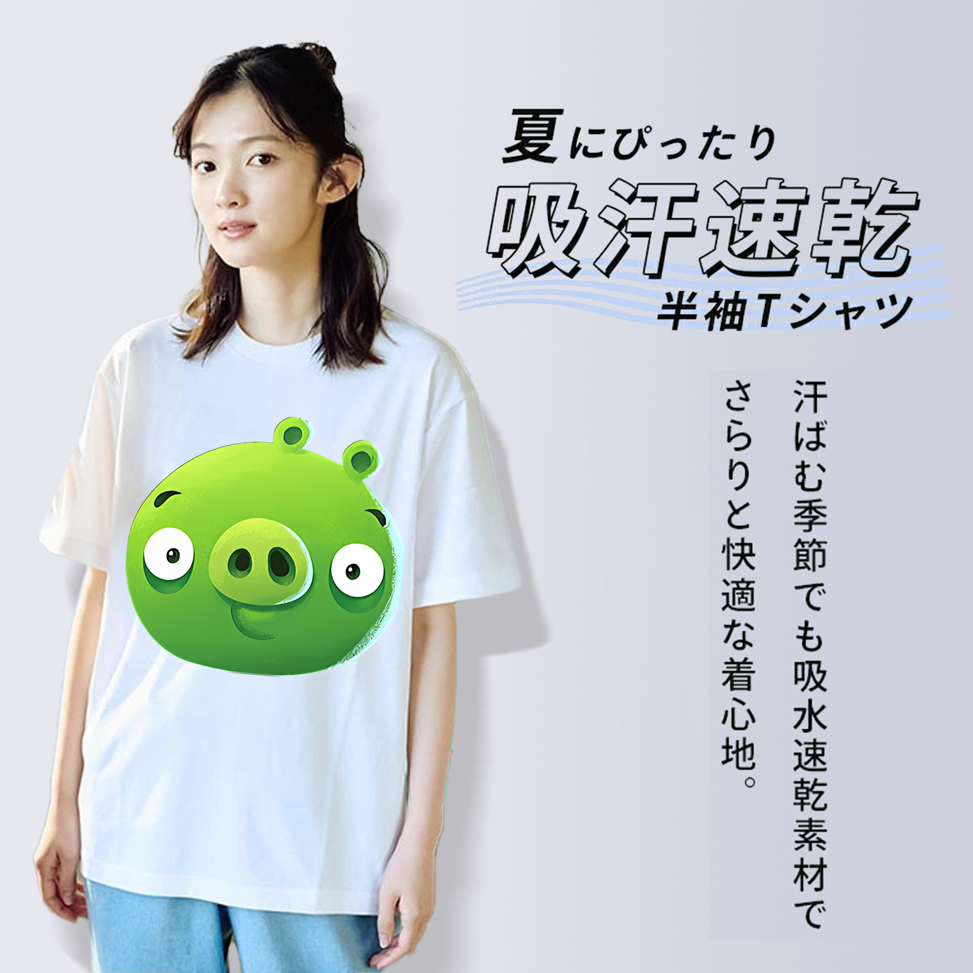 Angry Birds アングリーバード レディースカジュアルプリントTシャツ（綿100％）