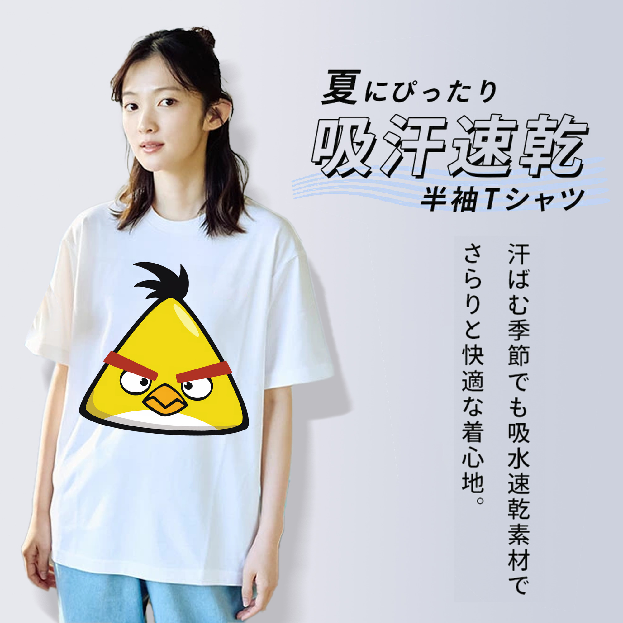 Angry Birds アングリーバード レディースカジュアルプリントTシャツ（綿100％）
