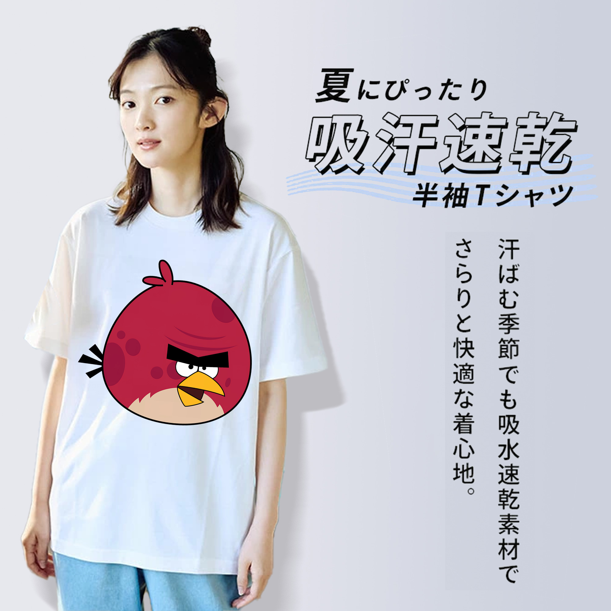 Angry Birds アングリーバード レディースカジュアルプリントTシャツ（綿100％）