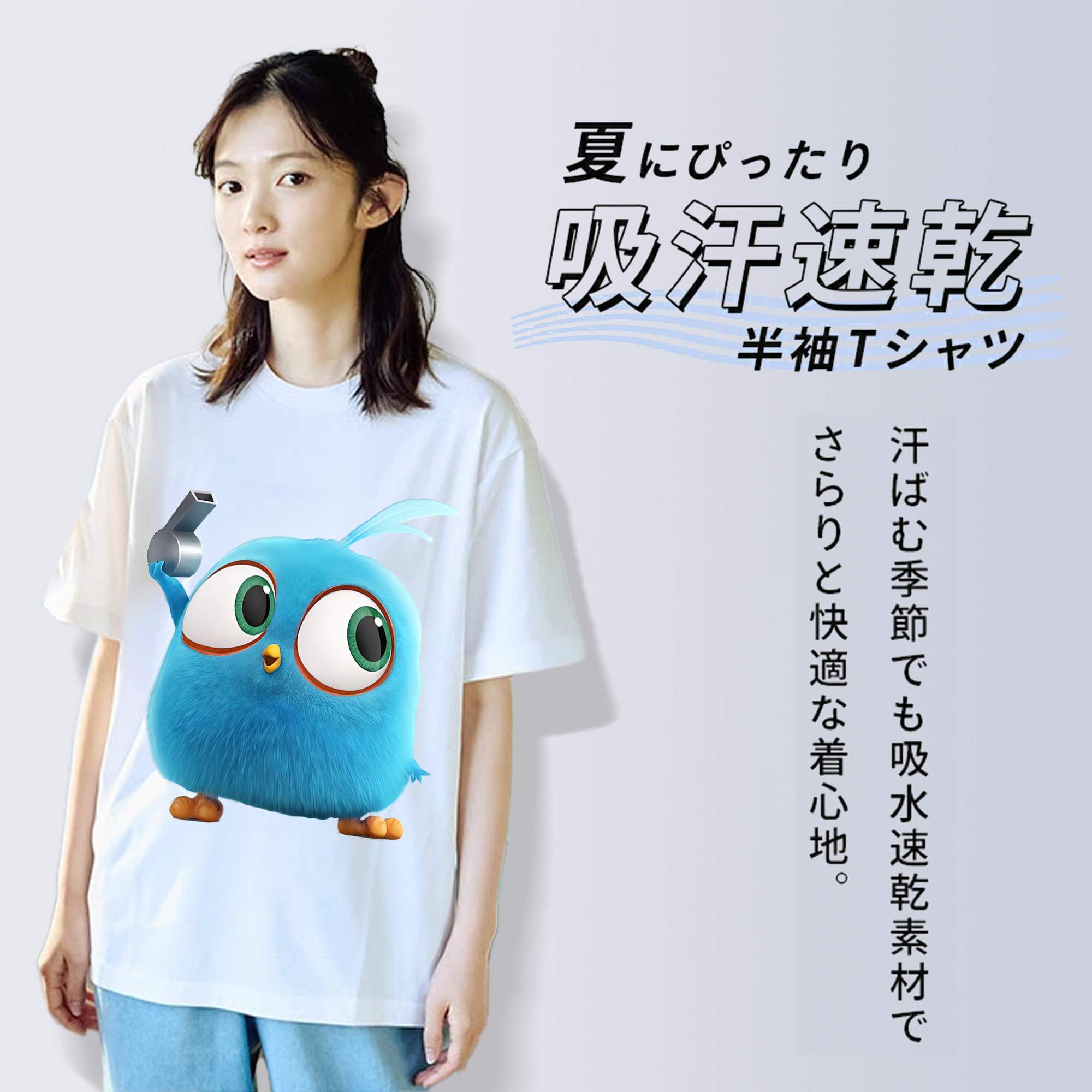 Angry Birds アングリーバード レディースカジュアルプリントTシャツ（綿100％）