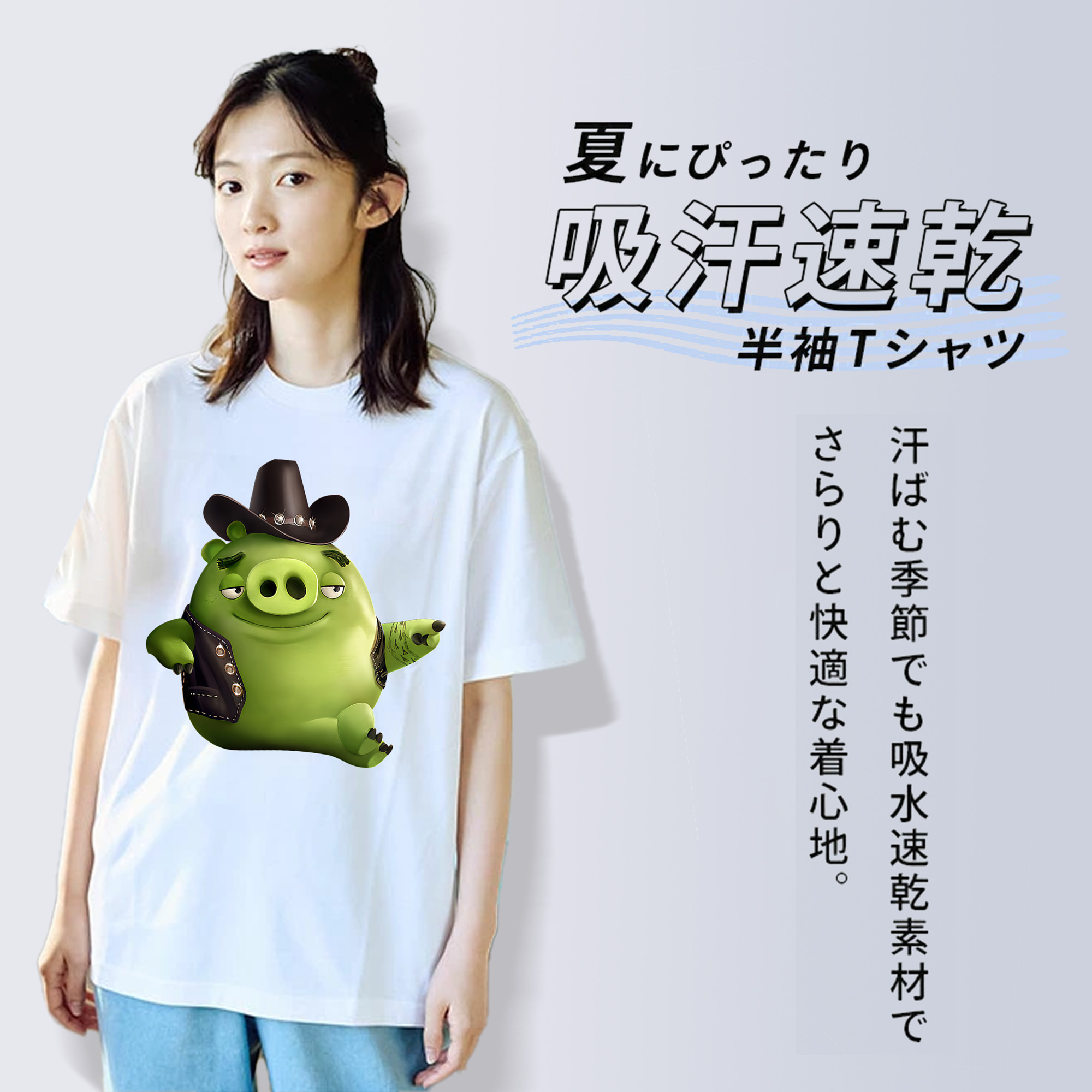 Angry Birds アングリーバード レディースカジュアルプリントTシャツ（綿100％）