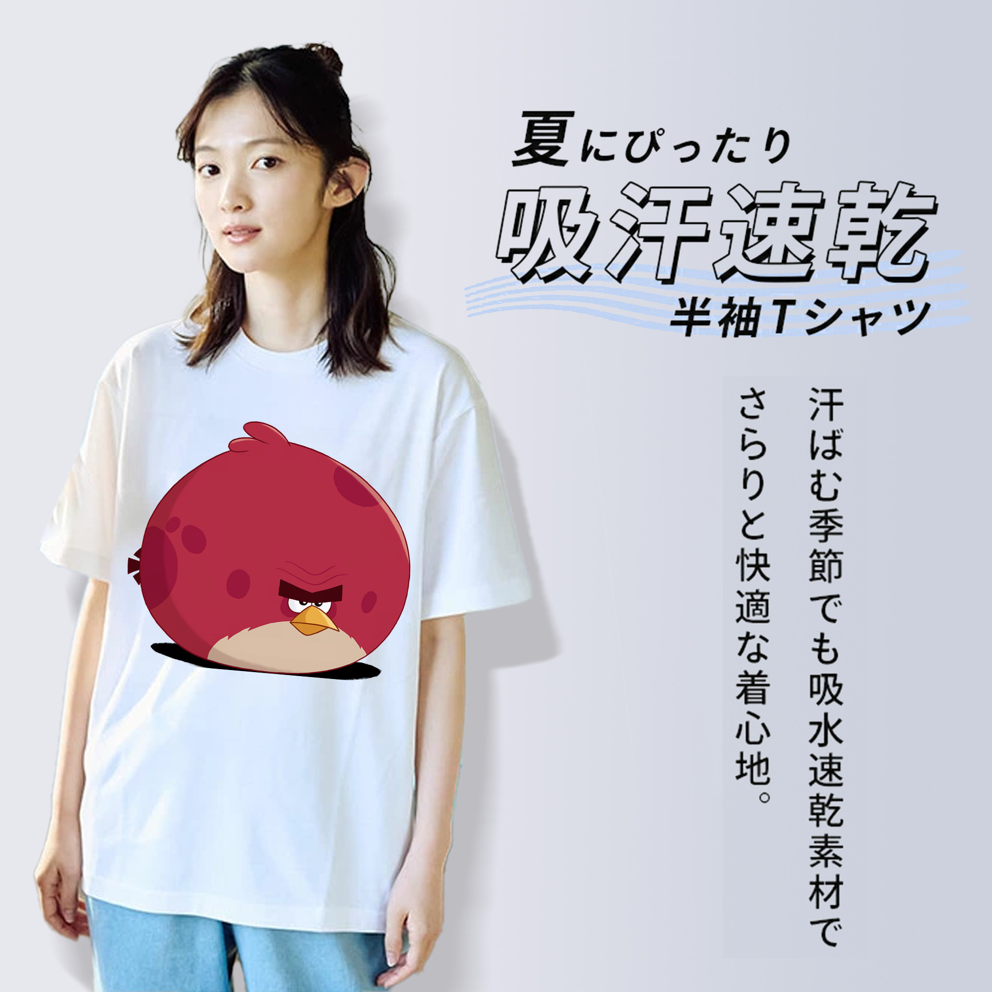 Angry Birds アングリーバード レディースカジュアルプリントTシャツ（綿100％）