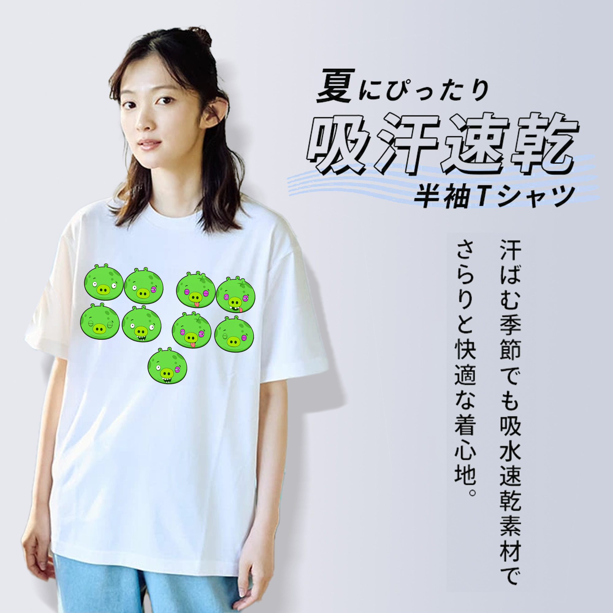 Angry Birds アングリーバード レディースカジュアルプリントTシャツ（綿100％）