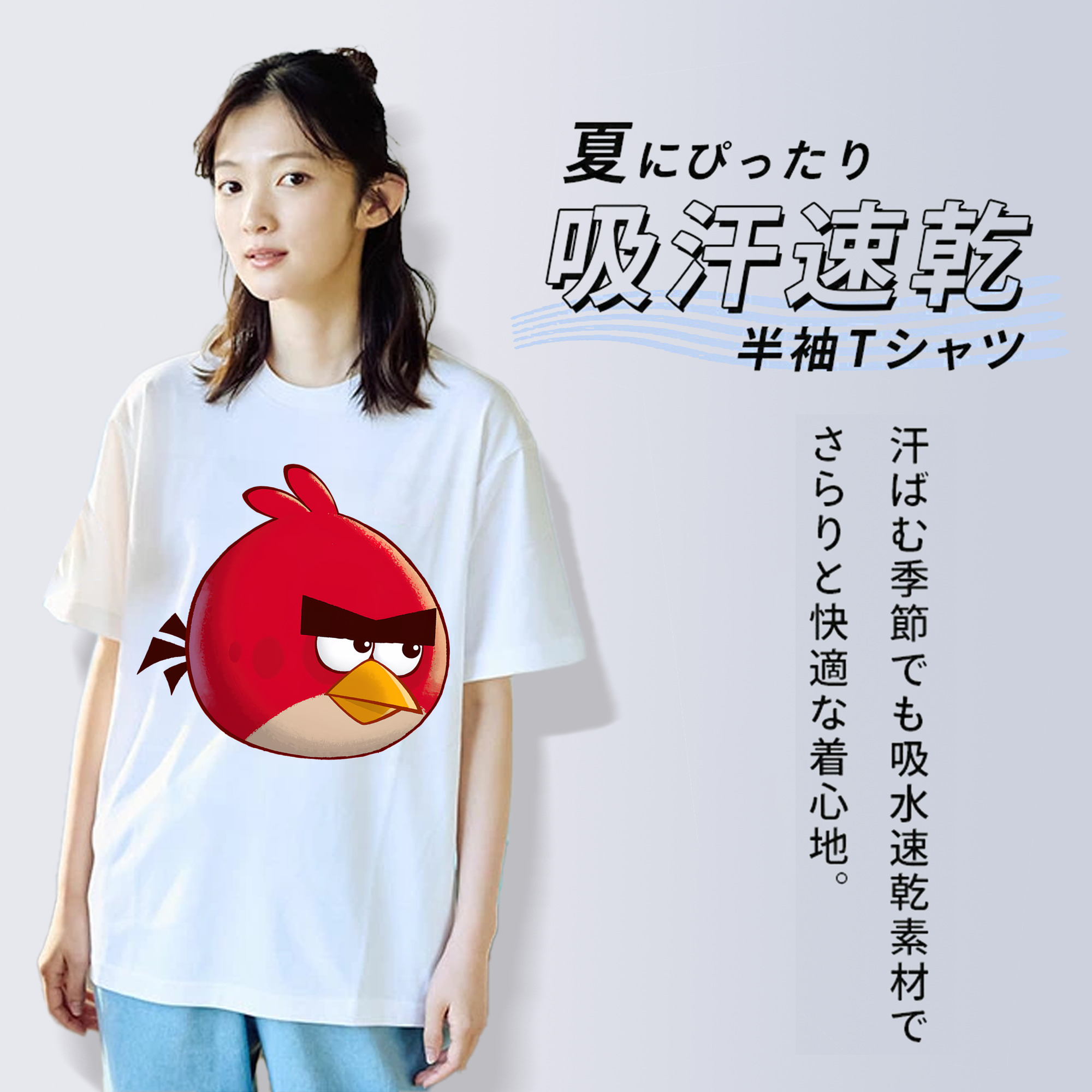 Angry Birds アングリーバード レディースカジュアルプリントTシャツ（綿100％）