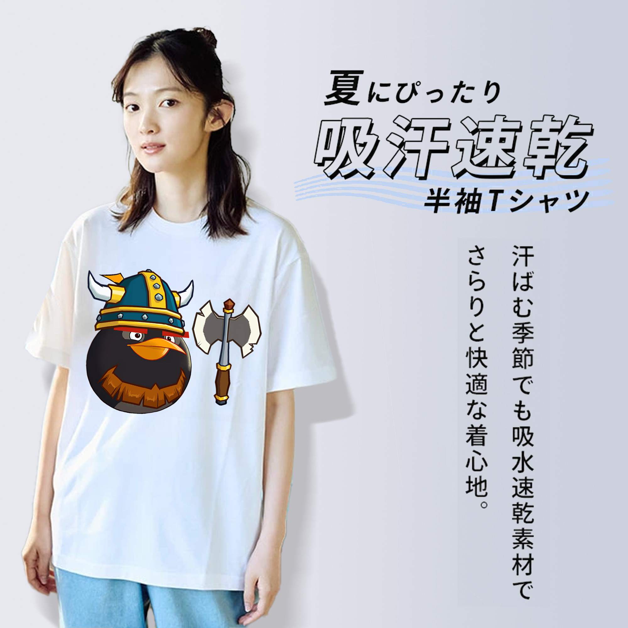 Angry Birds アングリーバード レディースカジュアルプリントTシャツ（綿100％）
