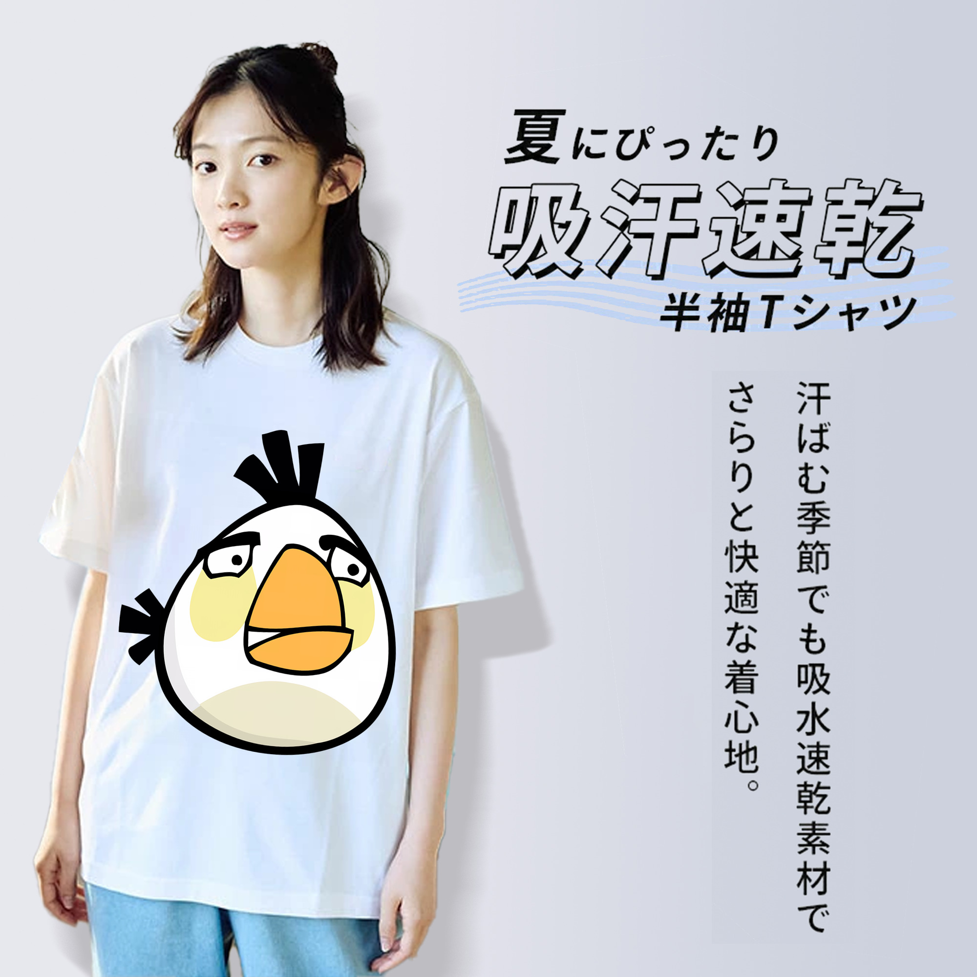 Angry Birds アングリーバード レディースカジュアルプリントTシャツ（綿100％）