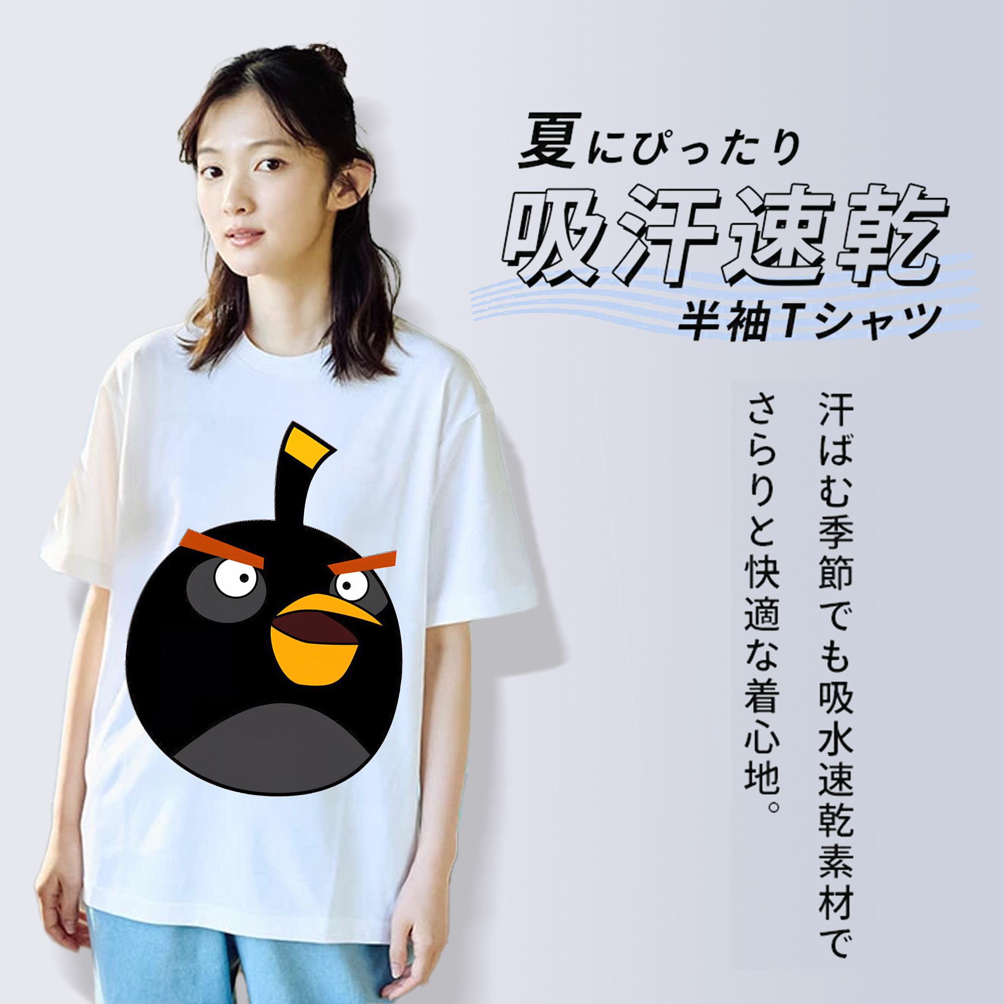 Angry Birds アングリーバード レディースカジュアルプリントTシャツ（綿100％）