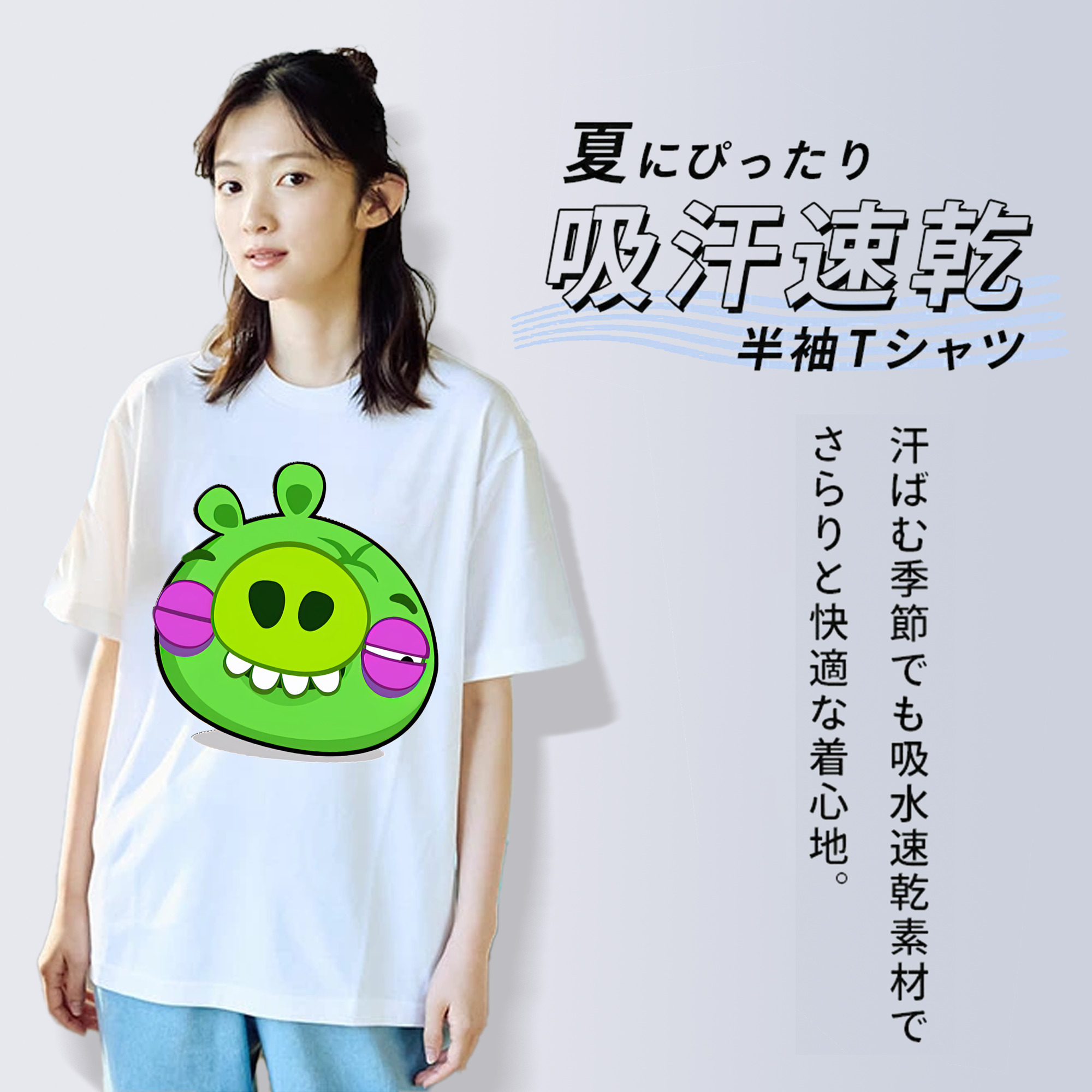 Angry Birds アングリーバード レディースカジュアルプリントTシャツ（綿100％）