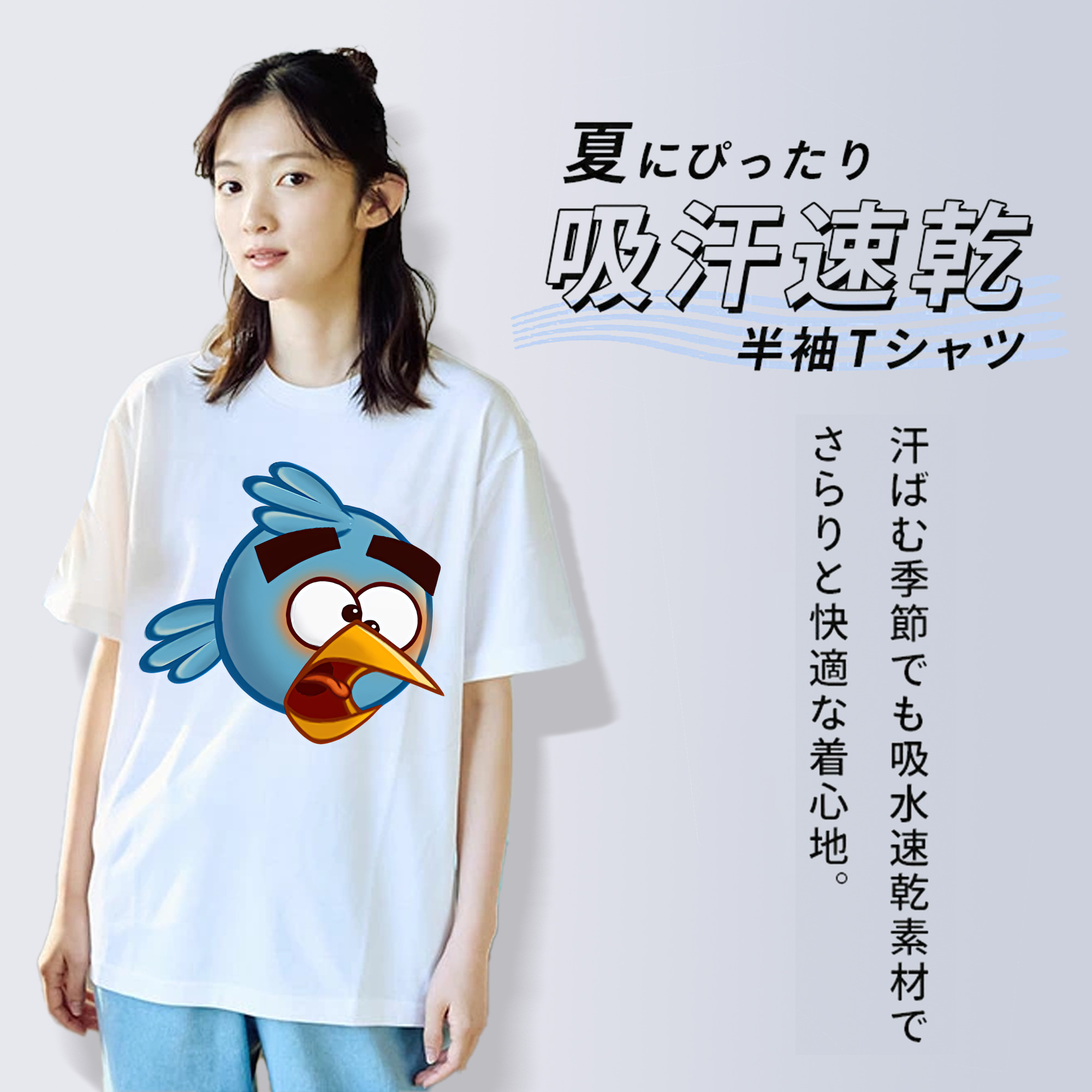 Angry Birds アングリーバード レディースカジュアルプリントTシャツ（綿100％）