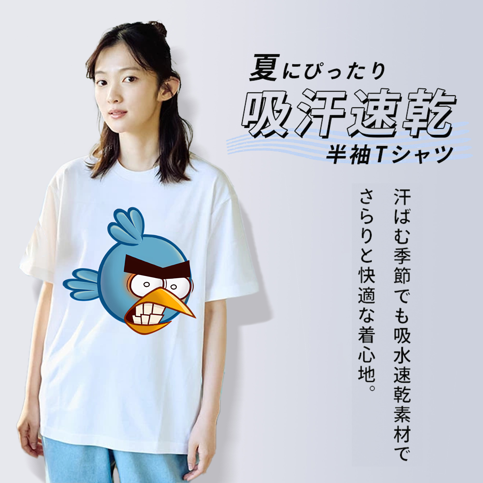 Angry Birds アングリーバード レディースカジュアルプリントTシャツ（綿100％）