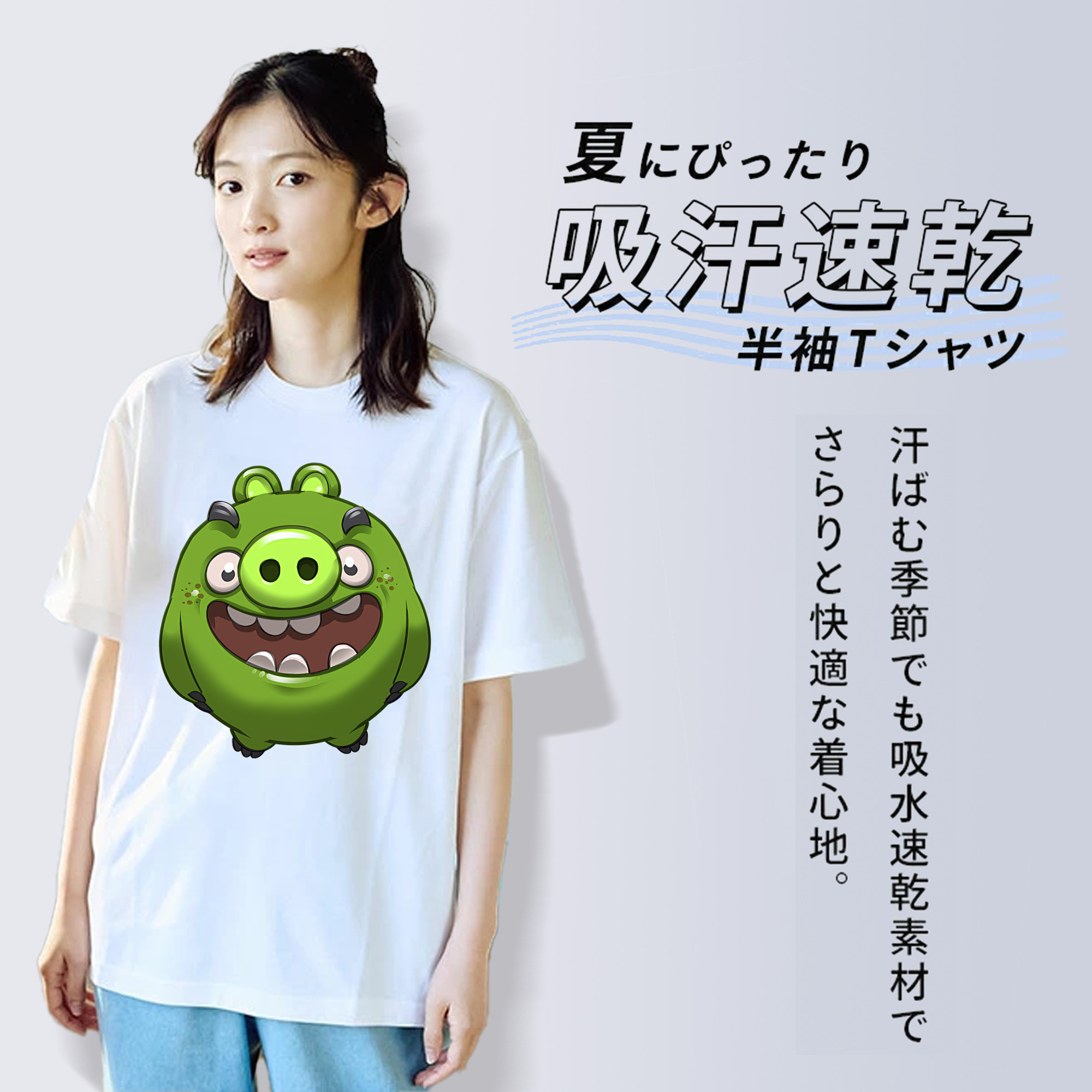 Angry Birds アングリーバード レディースカジュアルプリントTシャツ（綿100％）