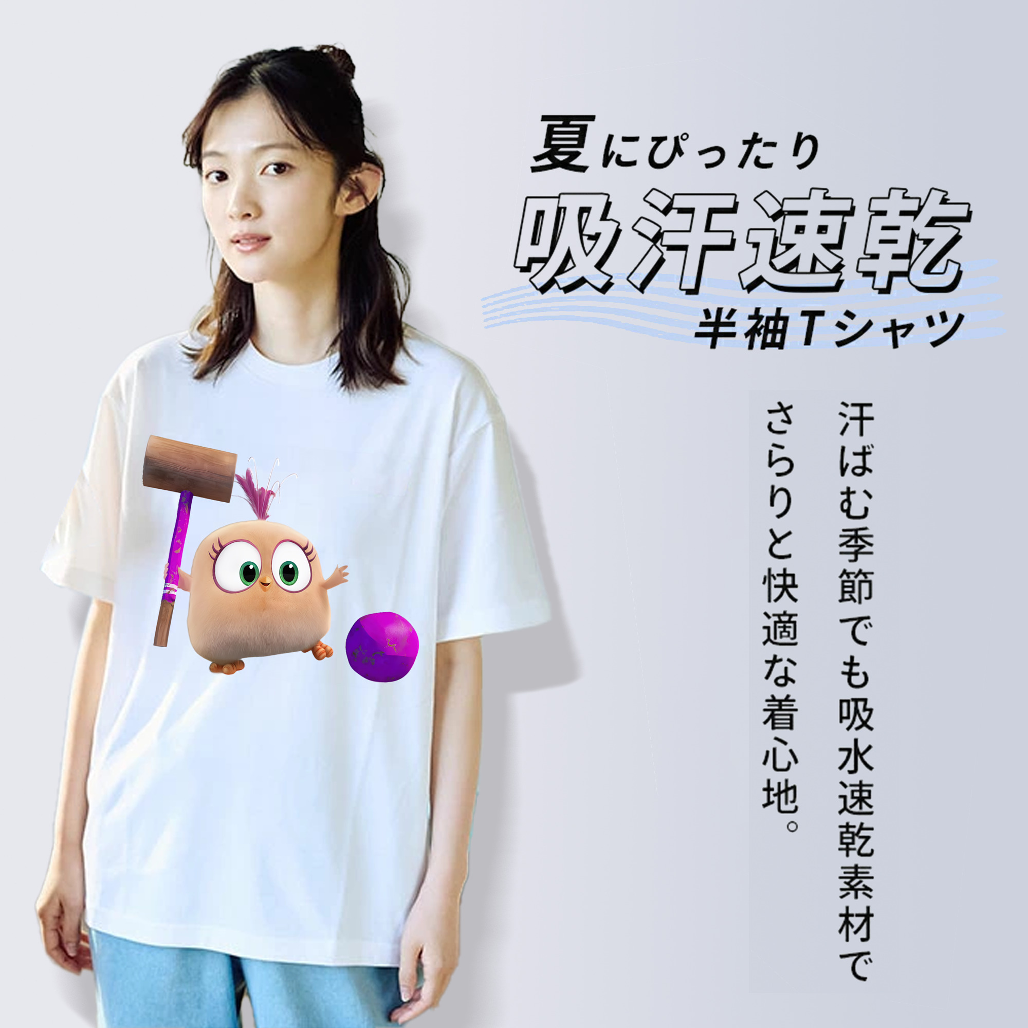 Angry Birds アングリーバード レディースカジュアルプリントTシャツ（綿100％）
