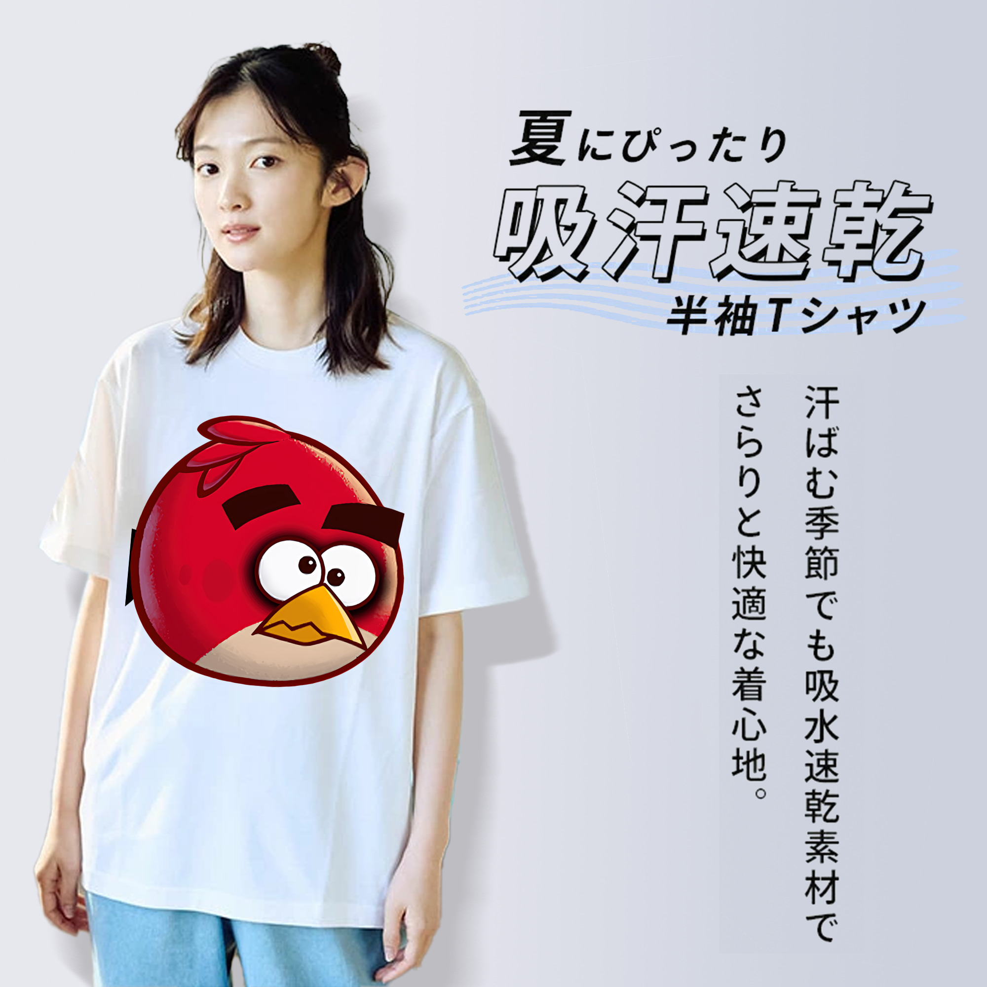 Angry Birds アングリーバード レディースカジュアルプリントTシャツ（綿100％）