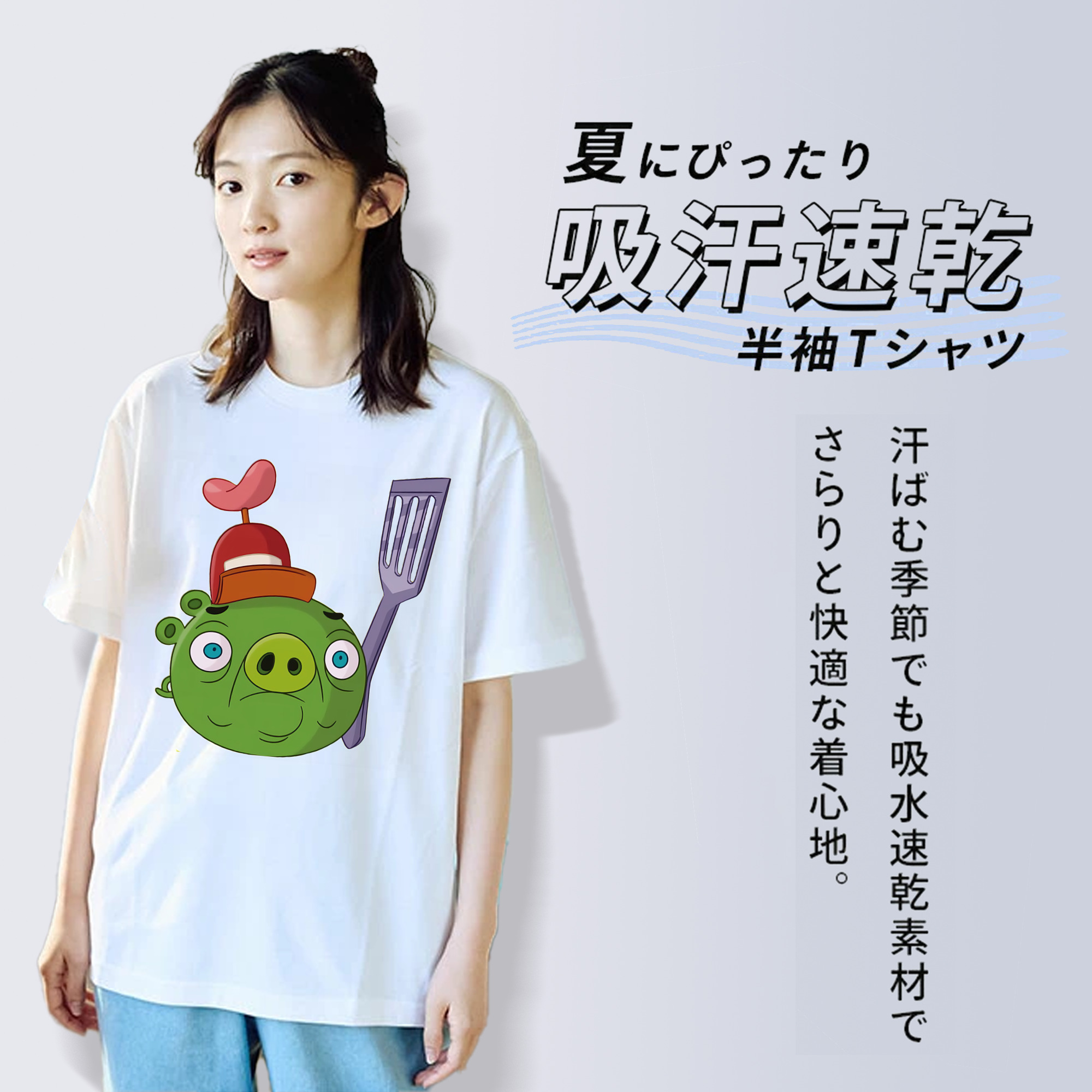 Angry Birds アングリーバード レディースカジュアルプリントTシャツ（綿100％）